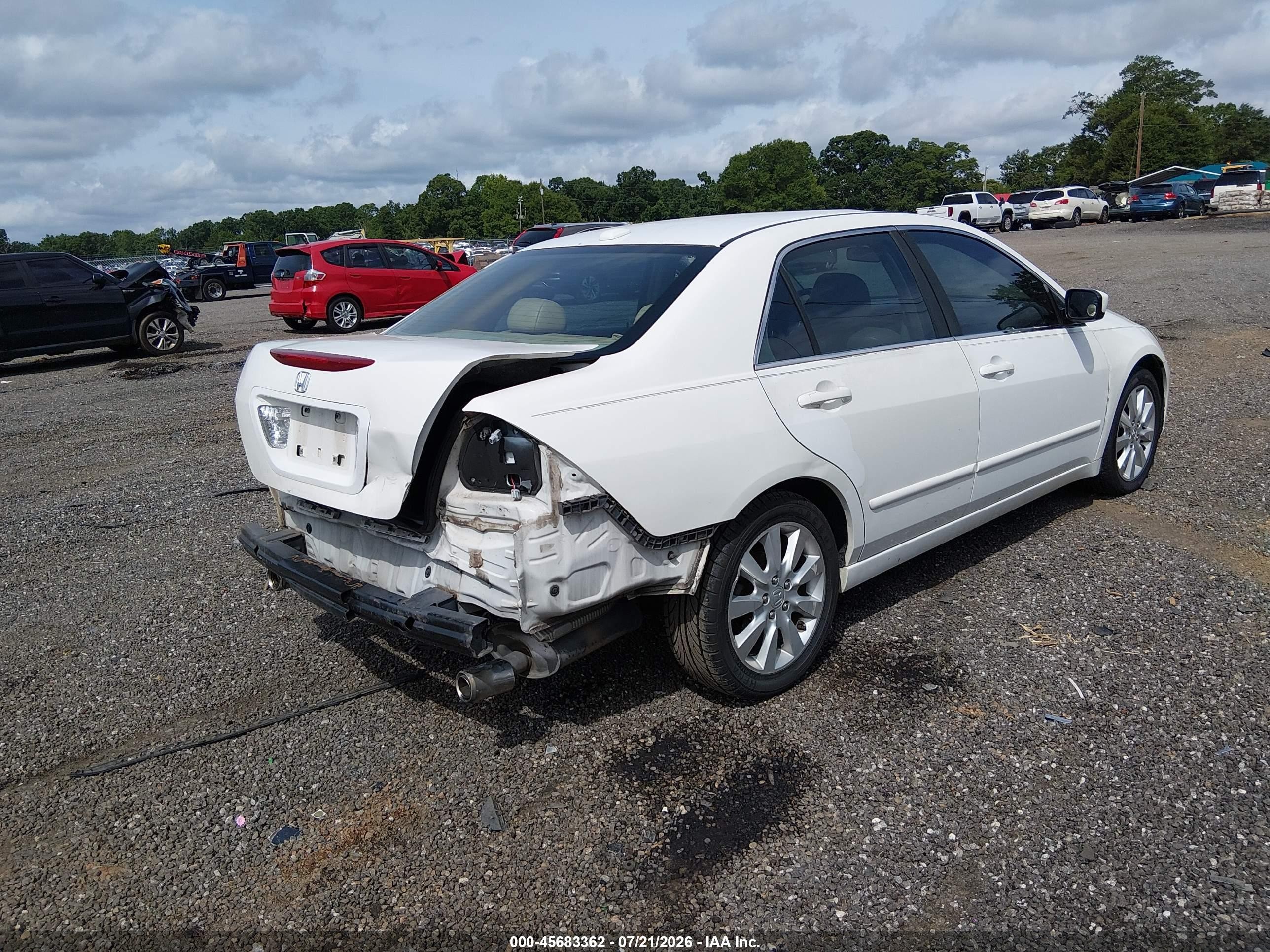 2006 Honda Accord 3.0 Ex White vin: 1HGCM66576A065956