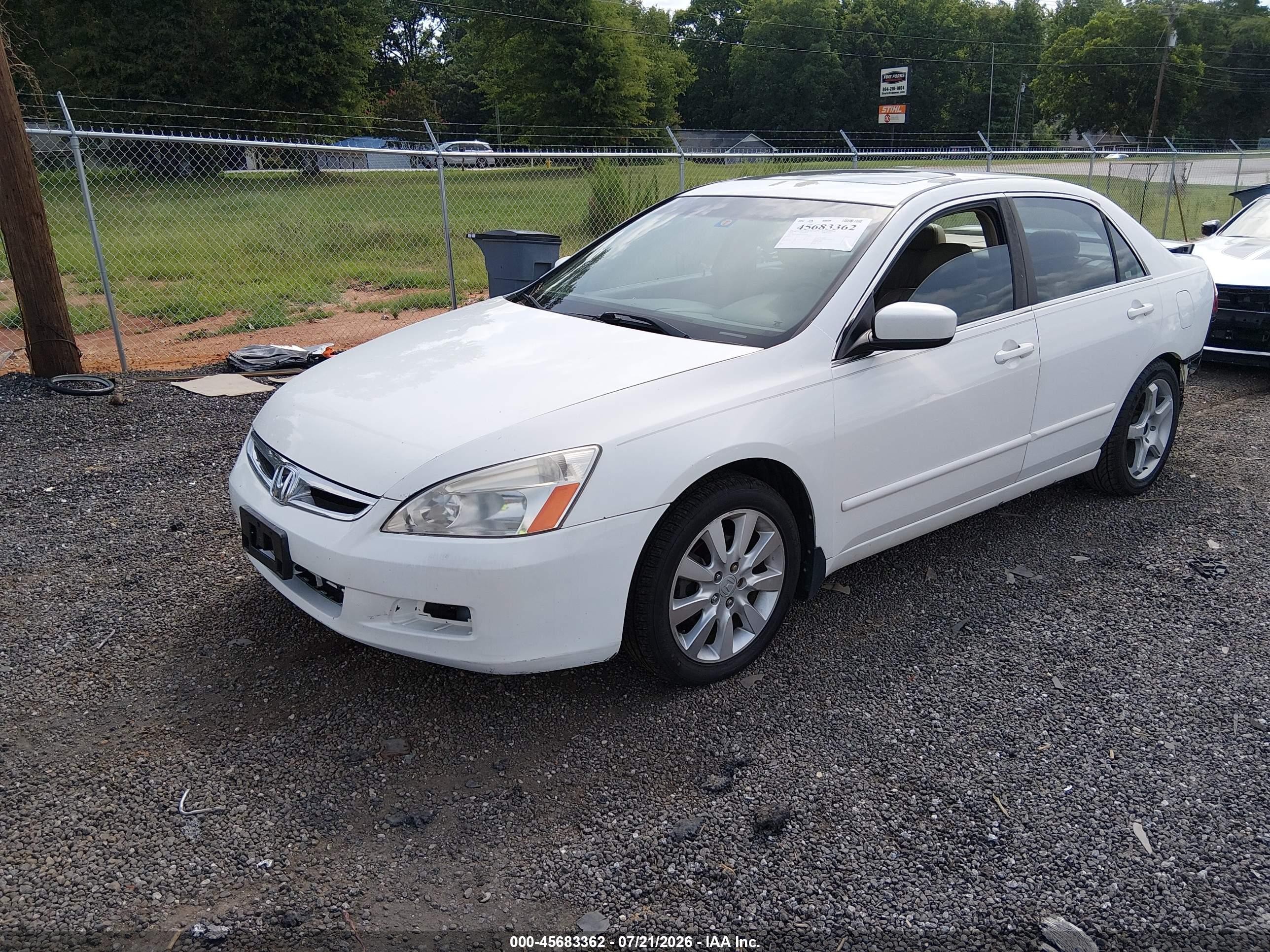 2006 Honda Accord 3.0 Ex White vin: 1HGCM66576A065956