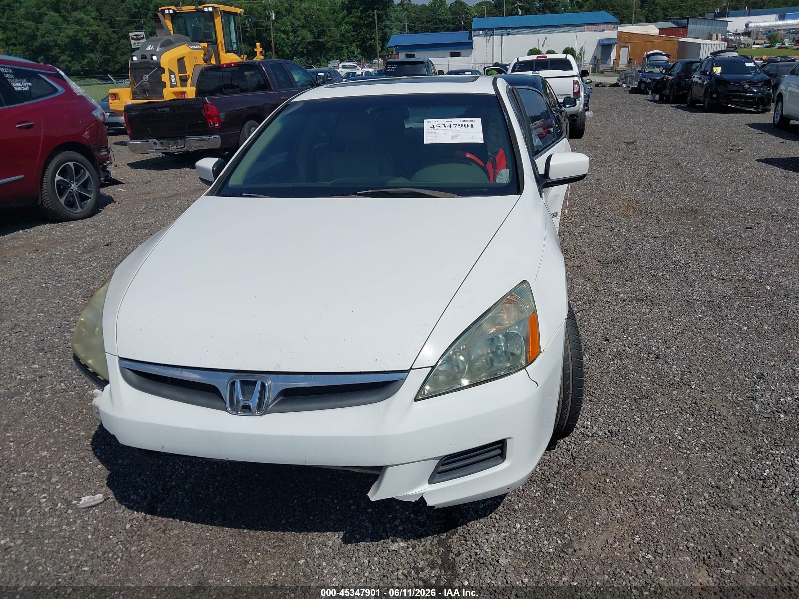 2006 Honda Accord 3.0 Ex White vin: 1HGCM66576A073846