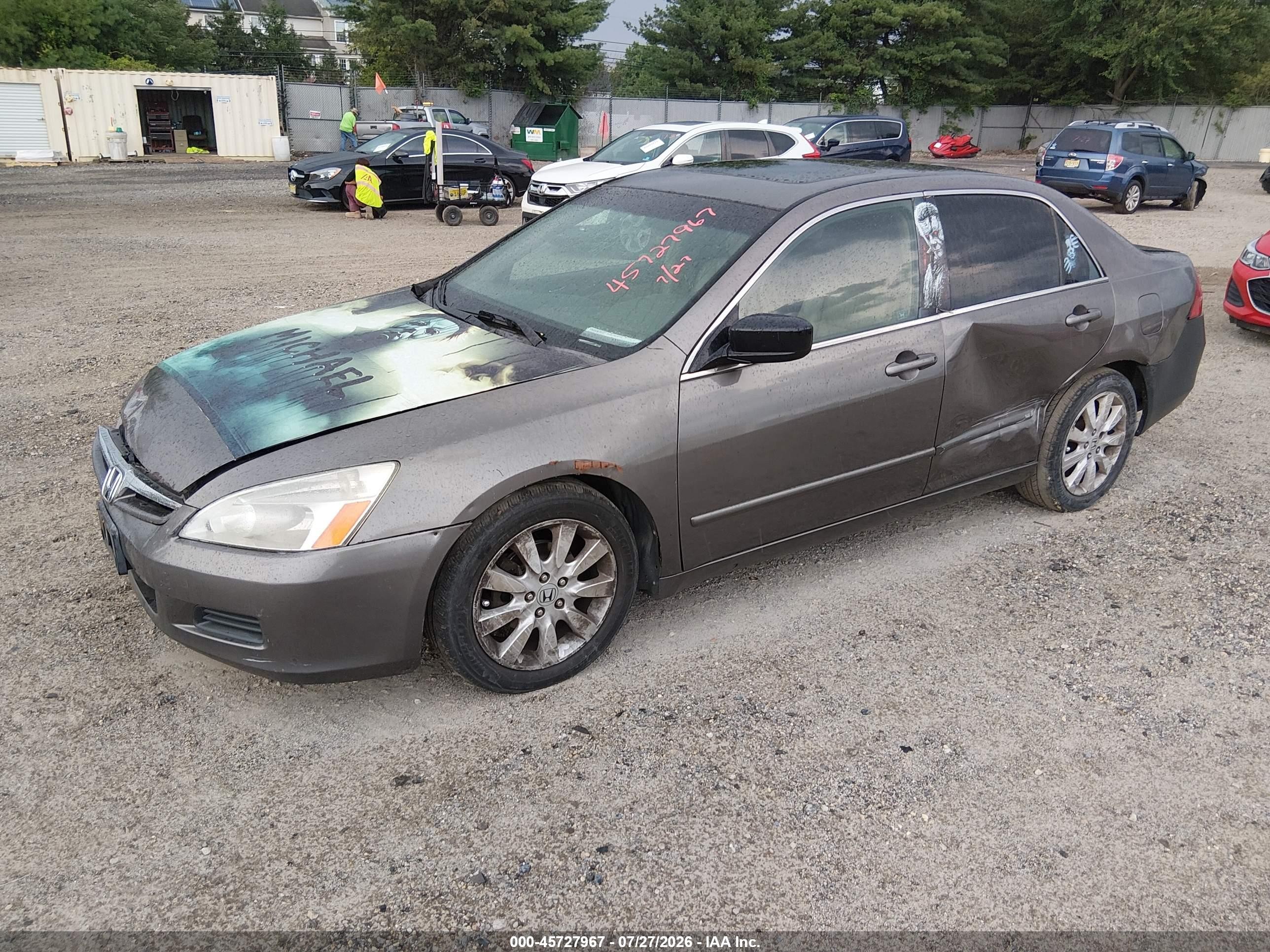 2007 Honda Accord 3.0 Ex Gray vin: 1HGCM66577A039844