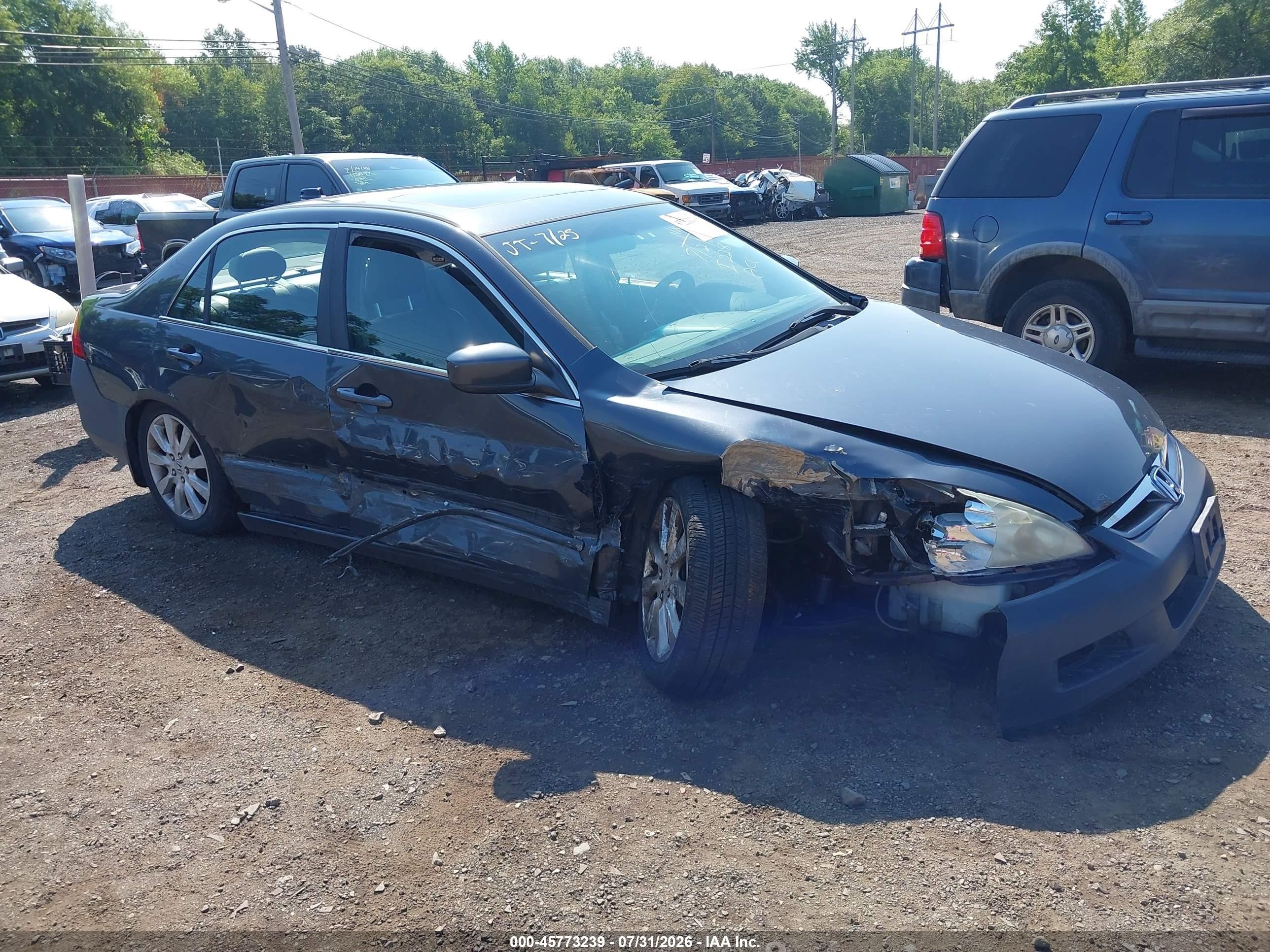 2007 Honda Accord 3.0 Ex Gray vin: 1HGCM66577A041786