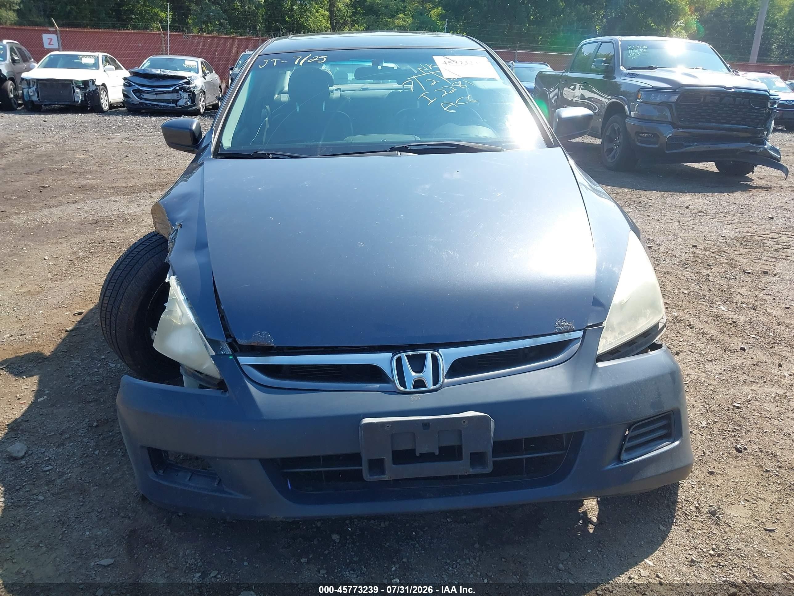 2007 Honda Accord 3.0 Ex Gray vin: 1HGCM66577A041786