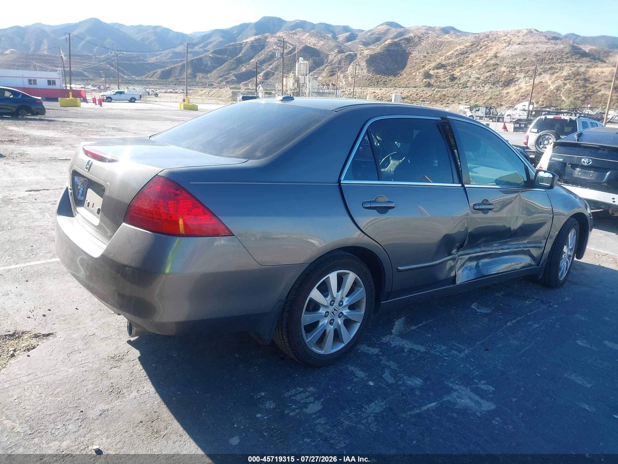 2007 Honda Accord 3.0 Ex Gray vin: 1HGCM66577A068602
