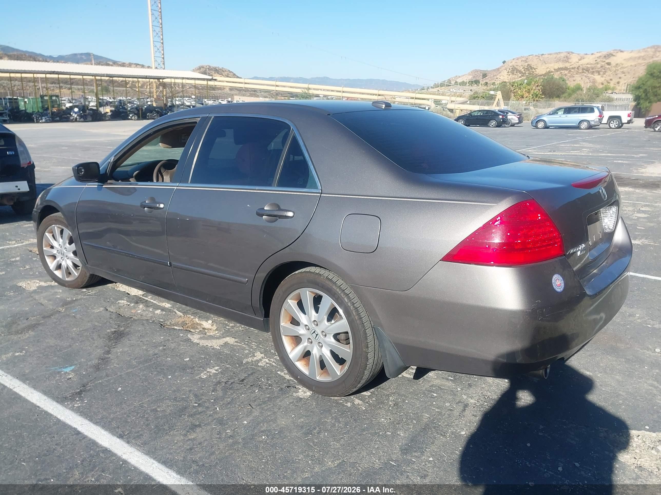 2007 Honda Accord 3.0 Ex Gray vin: 1HGCM66577A068602