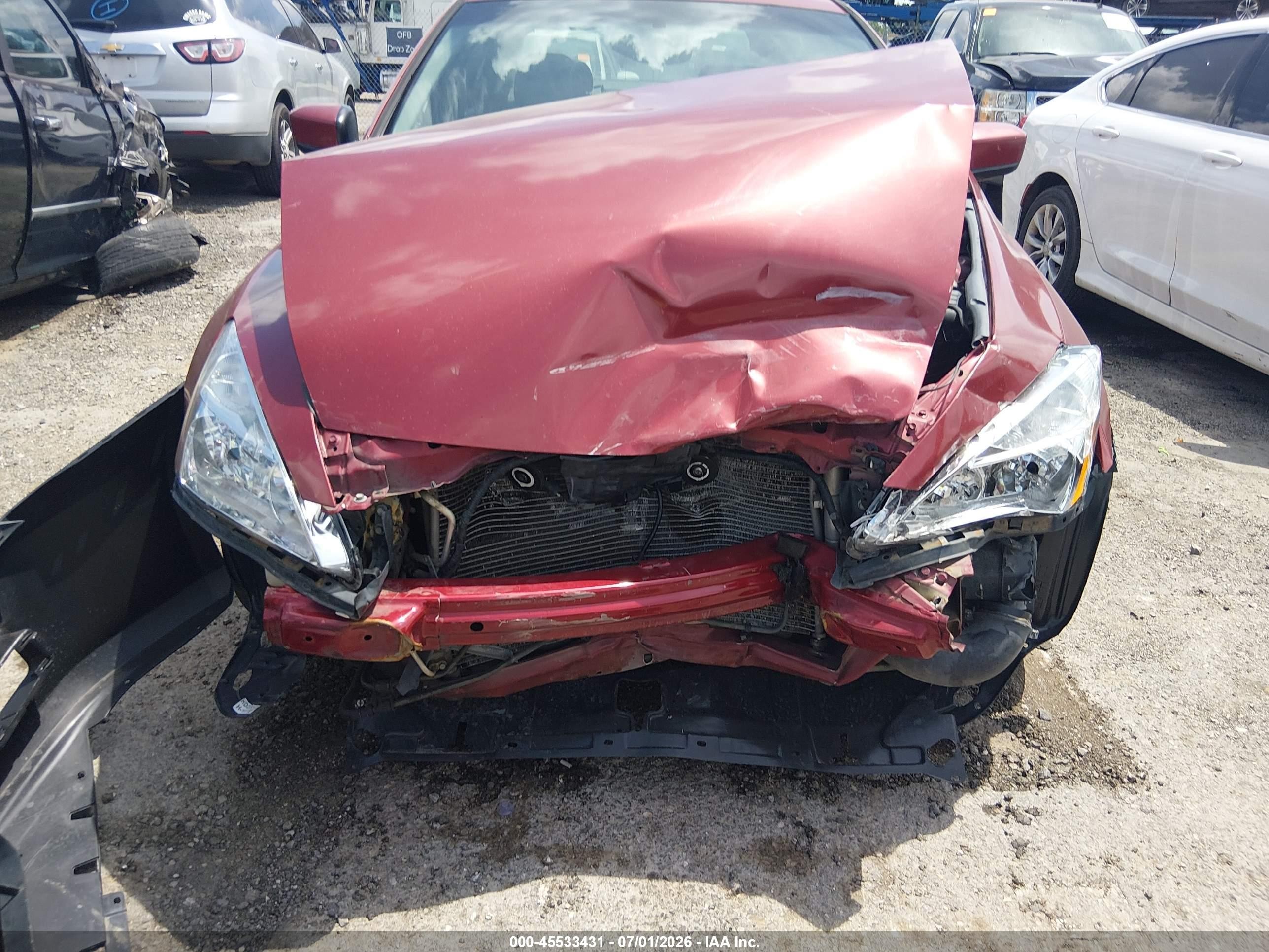 2007 Honda Accord 3.0 Ex Red vin: 1HGCM66577A080782