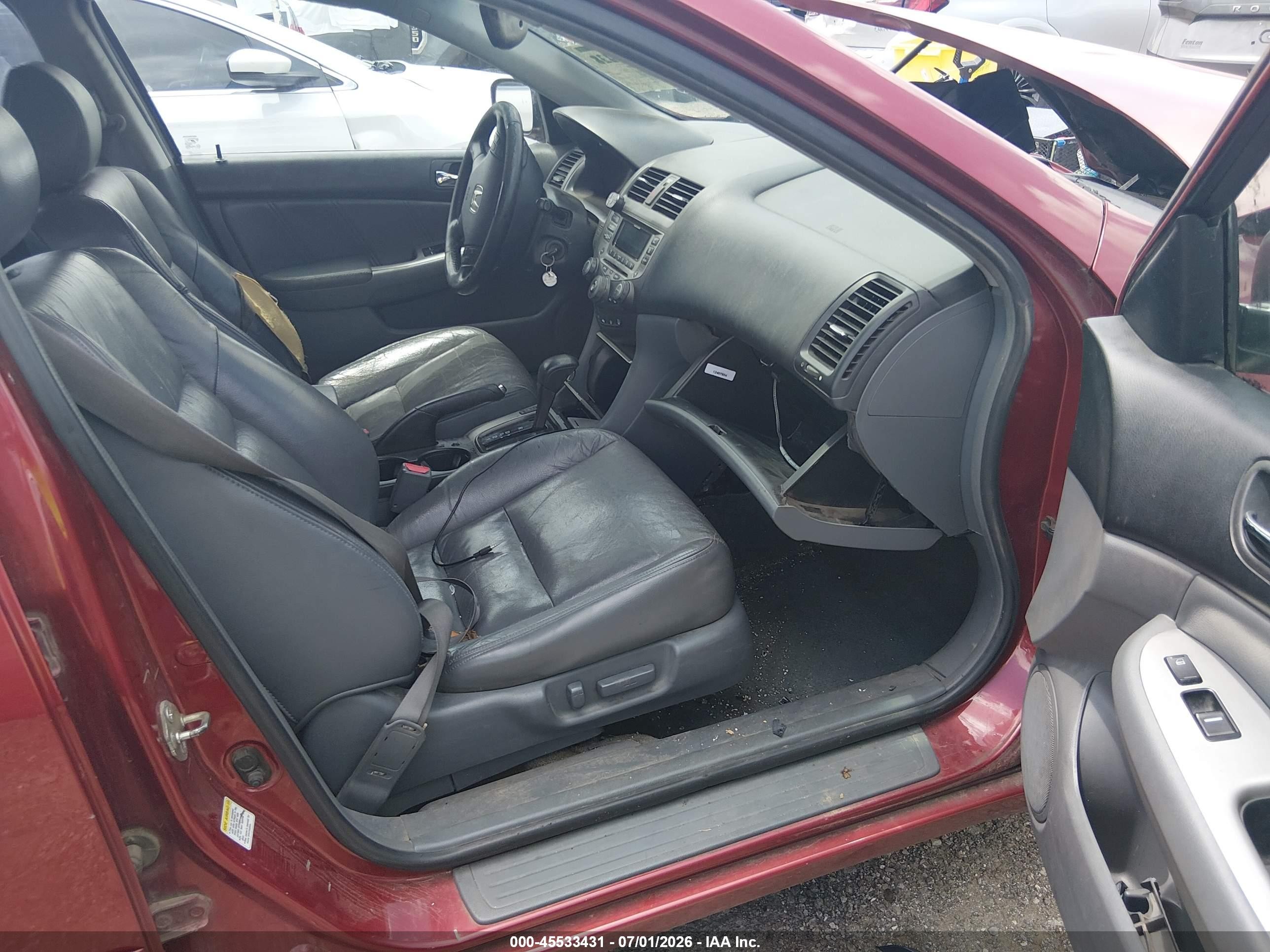 2007 Honda Accord 3.0 Ex Red vin: 1HGCM66577A080782