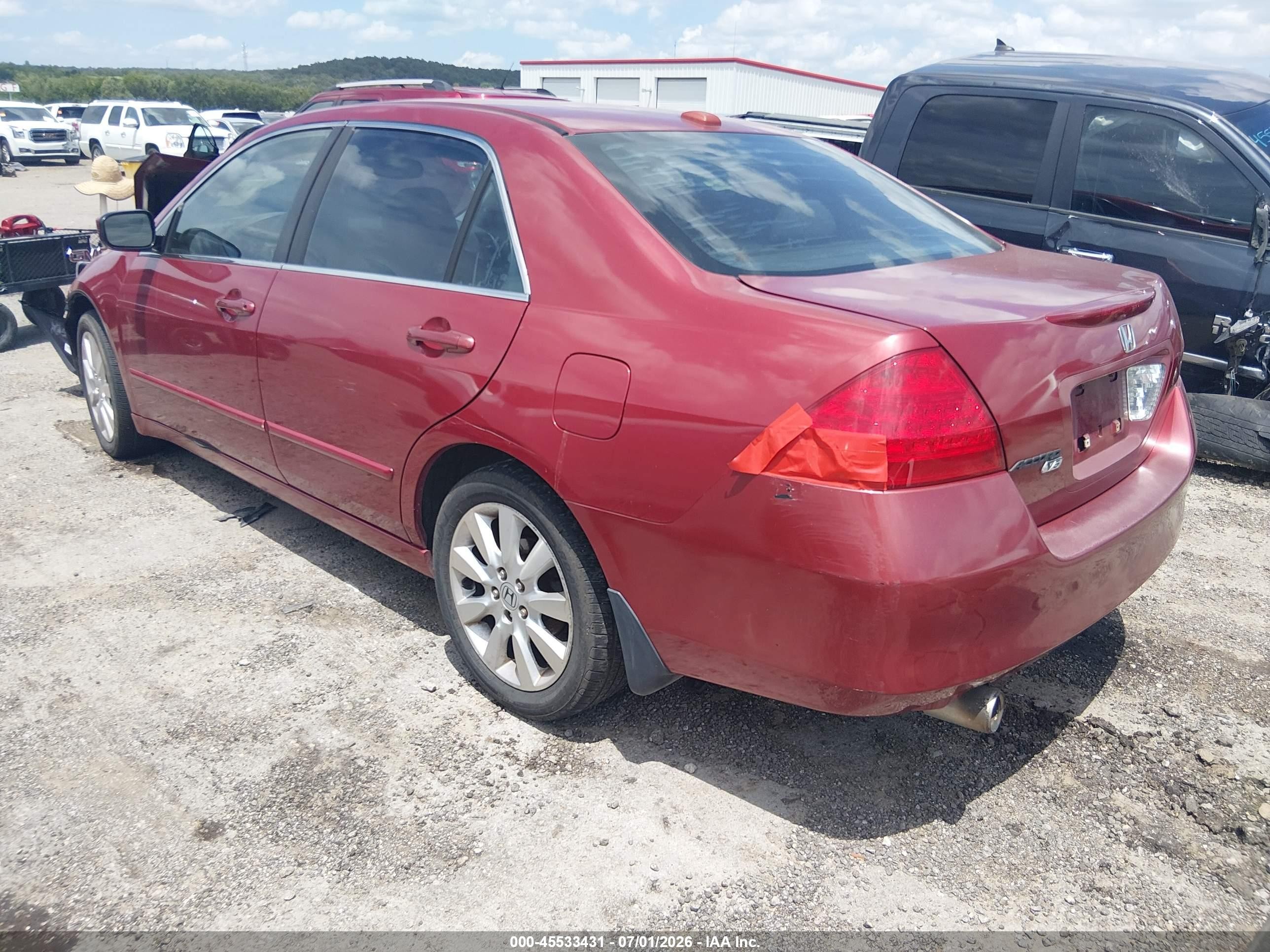 2007 Honda Accord 3.0 Ex Red vin: 1HGCM66577A080782