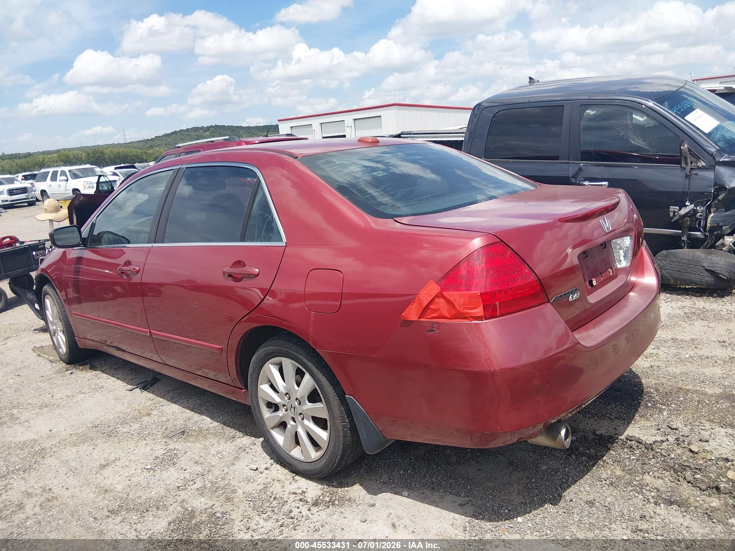 2007 Honda Accord 3.0 Ex Red vin: 1HGCM66577A080782