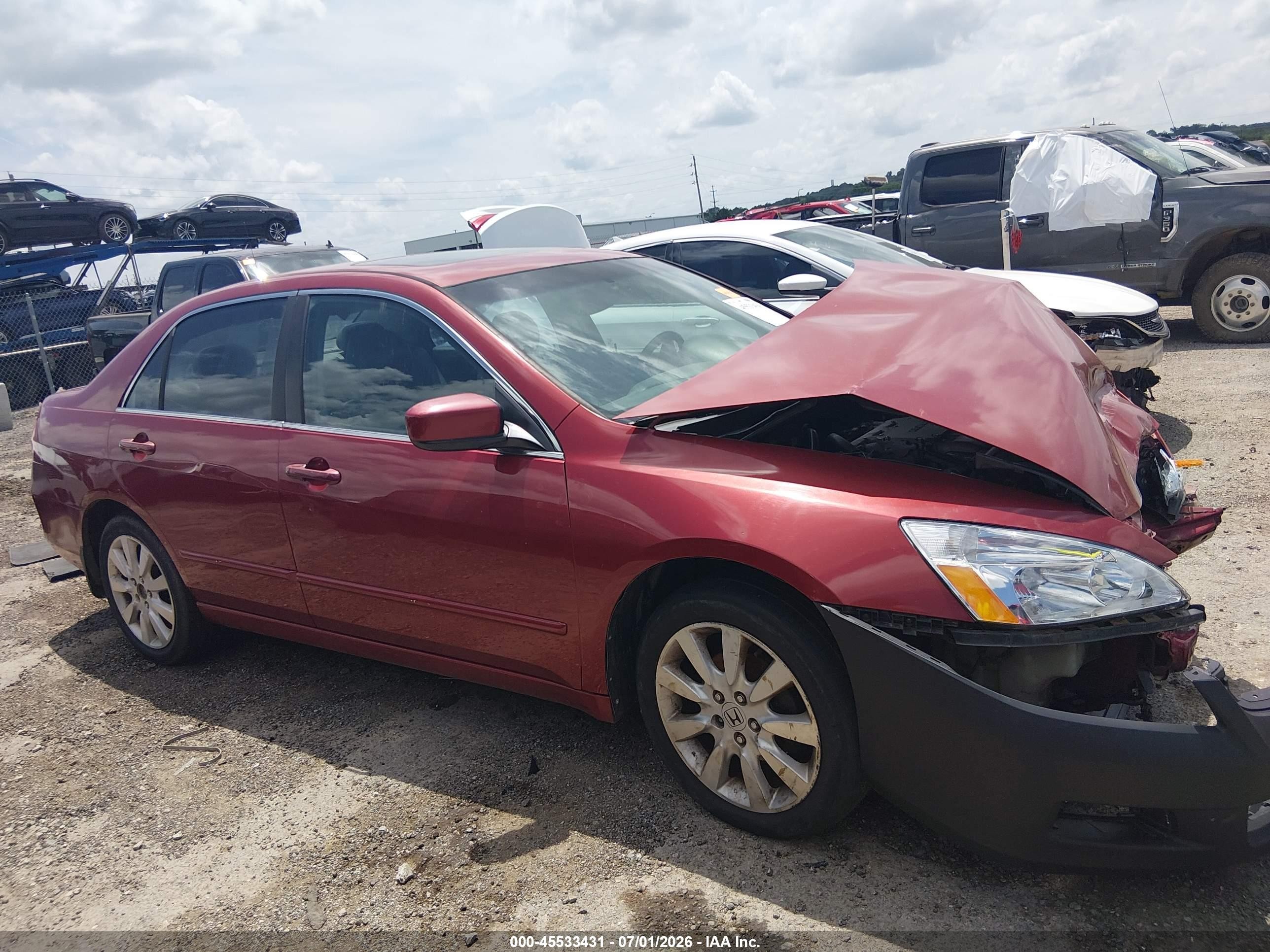 2007 Honda Accord 3.0 Ex Red vin: 1HGCM66577A080782