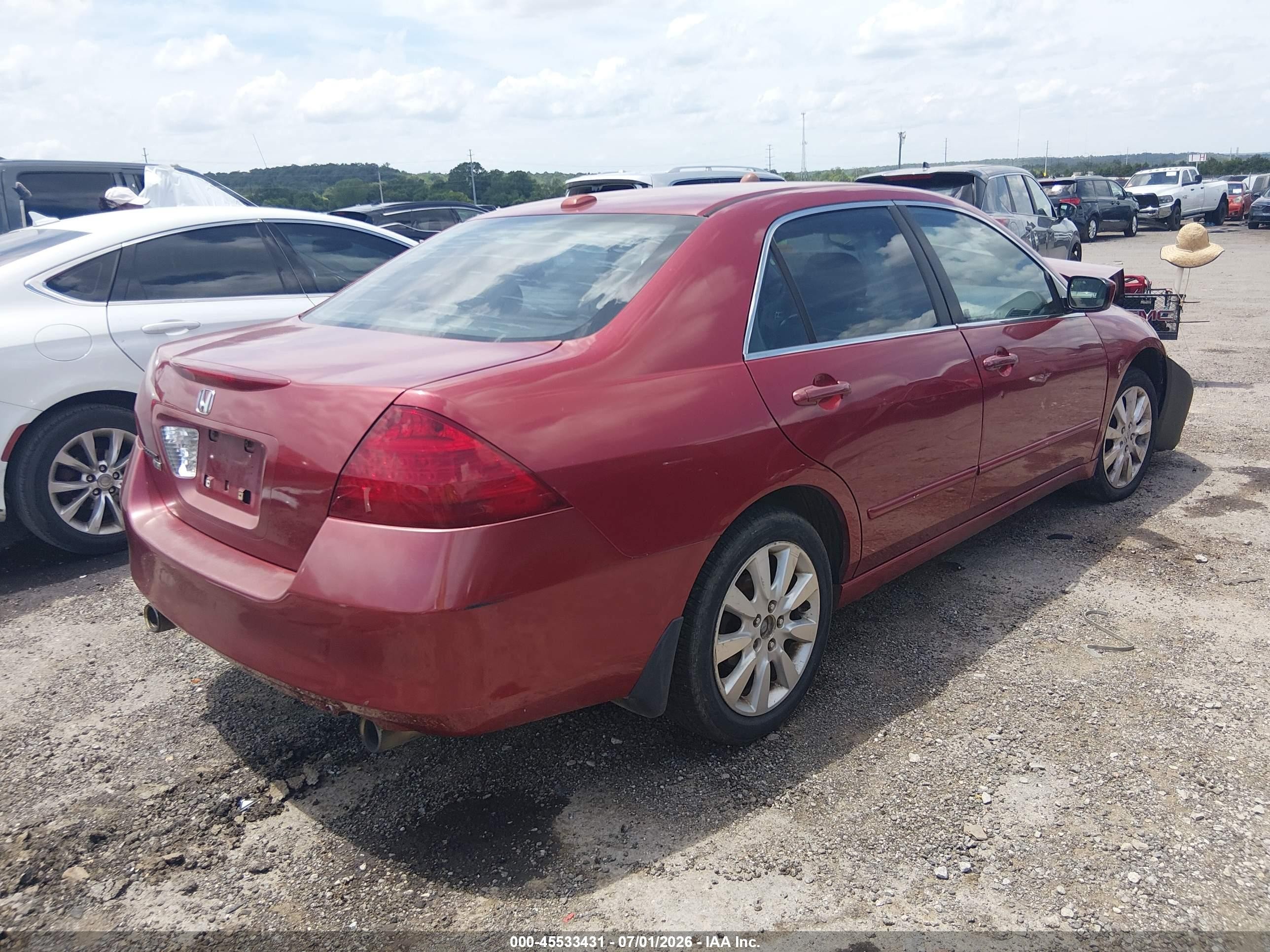 2007 Honda Accord 3.0 Ex Red vin: 1HGCM66577A080782
