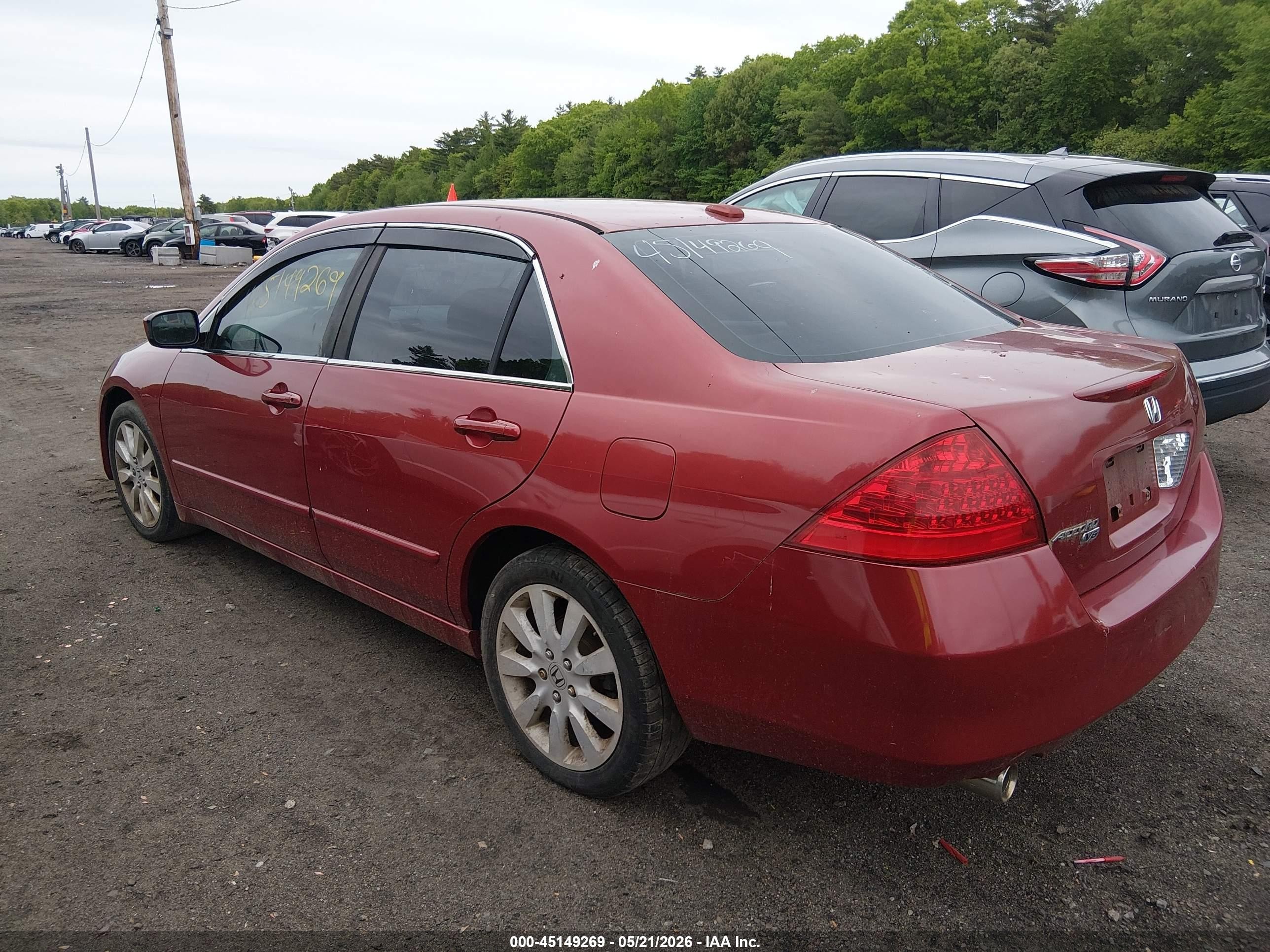 2007 Honda Accord 3.0 Ex Красный vin: 1HGCM66577A096321
