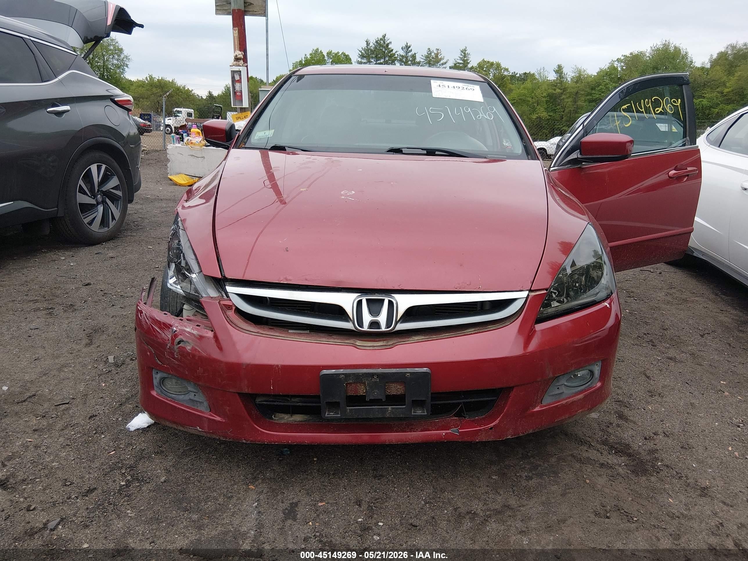 2007 Honda Accord 3.0 Ex Красный vin: 1HGCM66577A096321