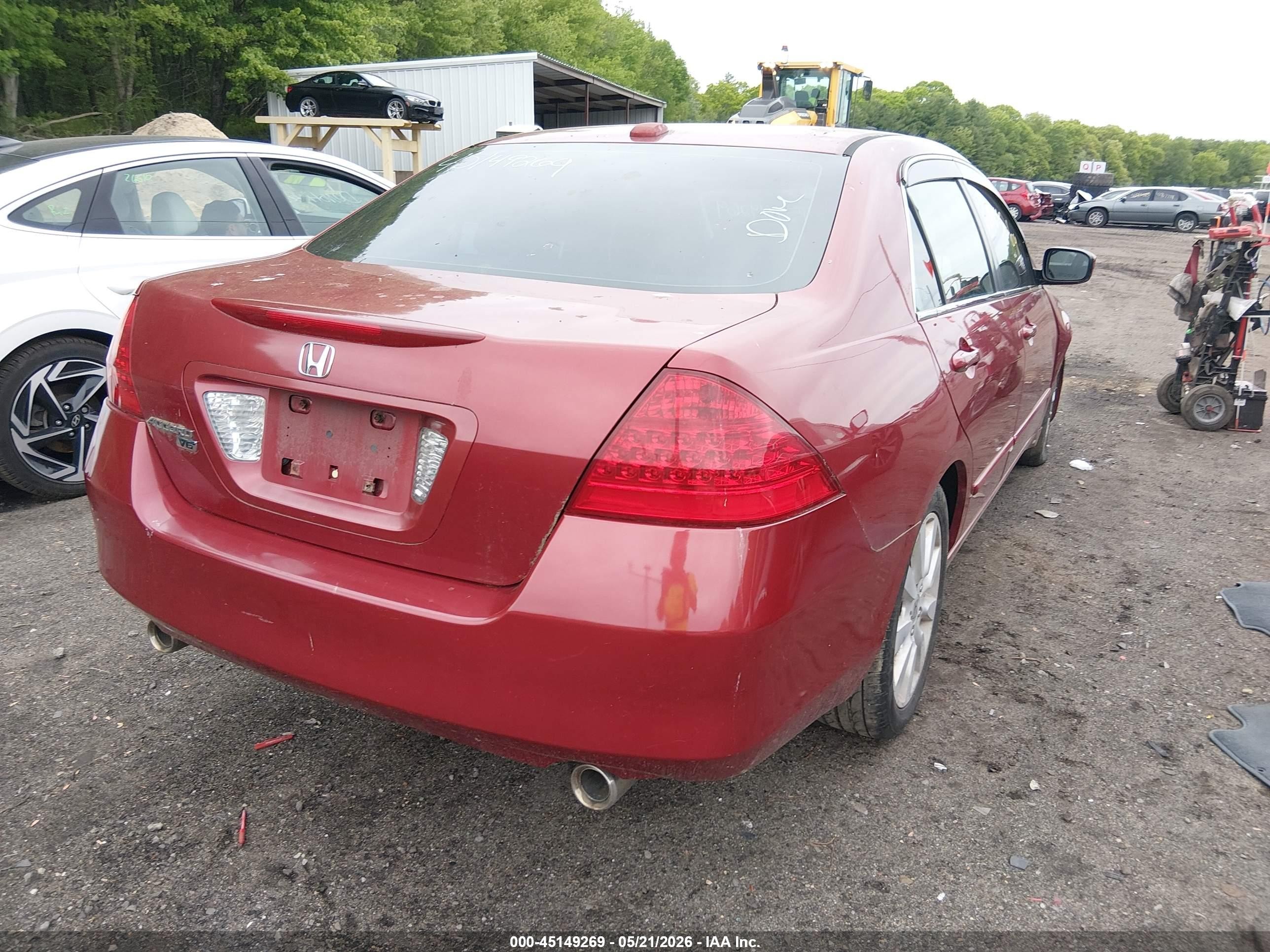 2007 Honda Accord 3.0 Ex Красный vin: 1HGCM66577A096321