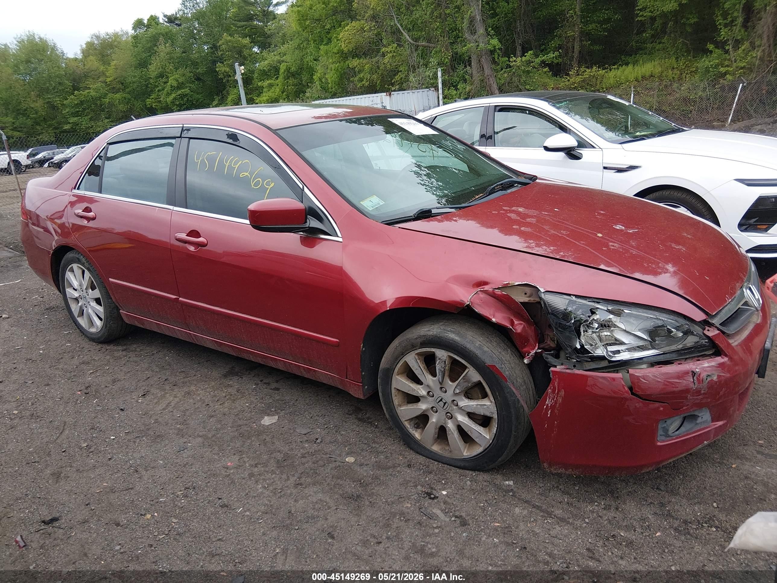 2007 Honda Accord 3.0 Ex Красный vin: 1HGCM66577A096321