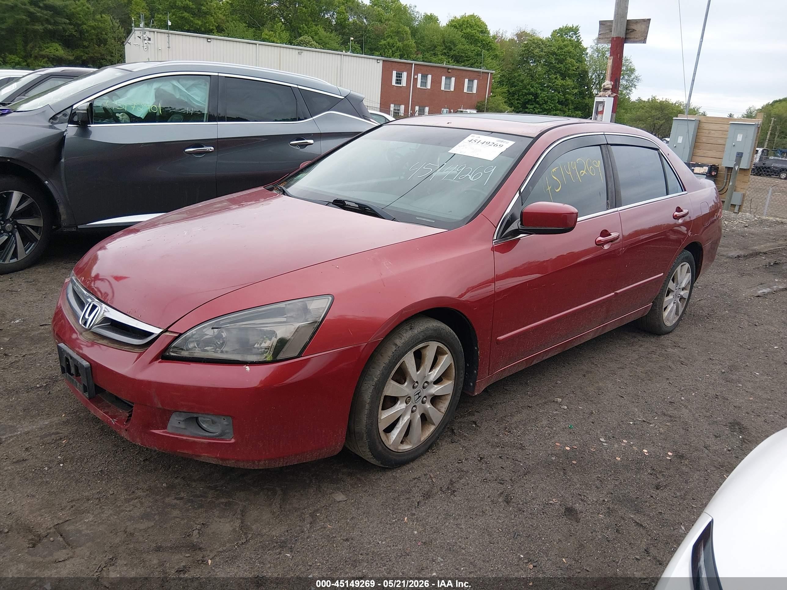 2007 Honda Accord 3.0 Ex Красный vin: 1HGCM66577A096321