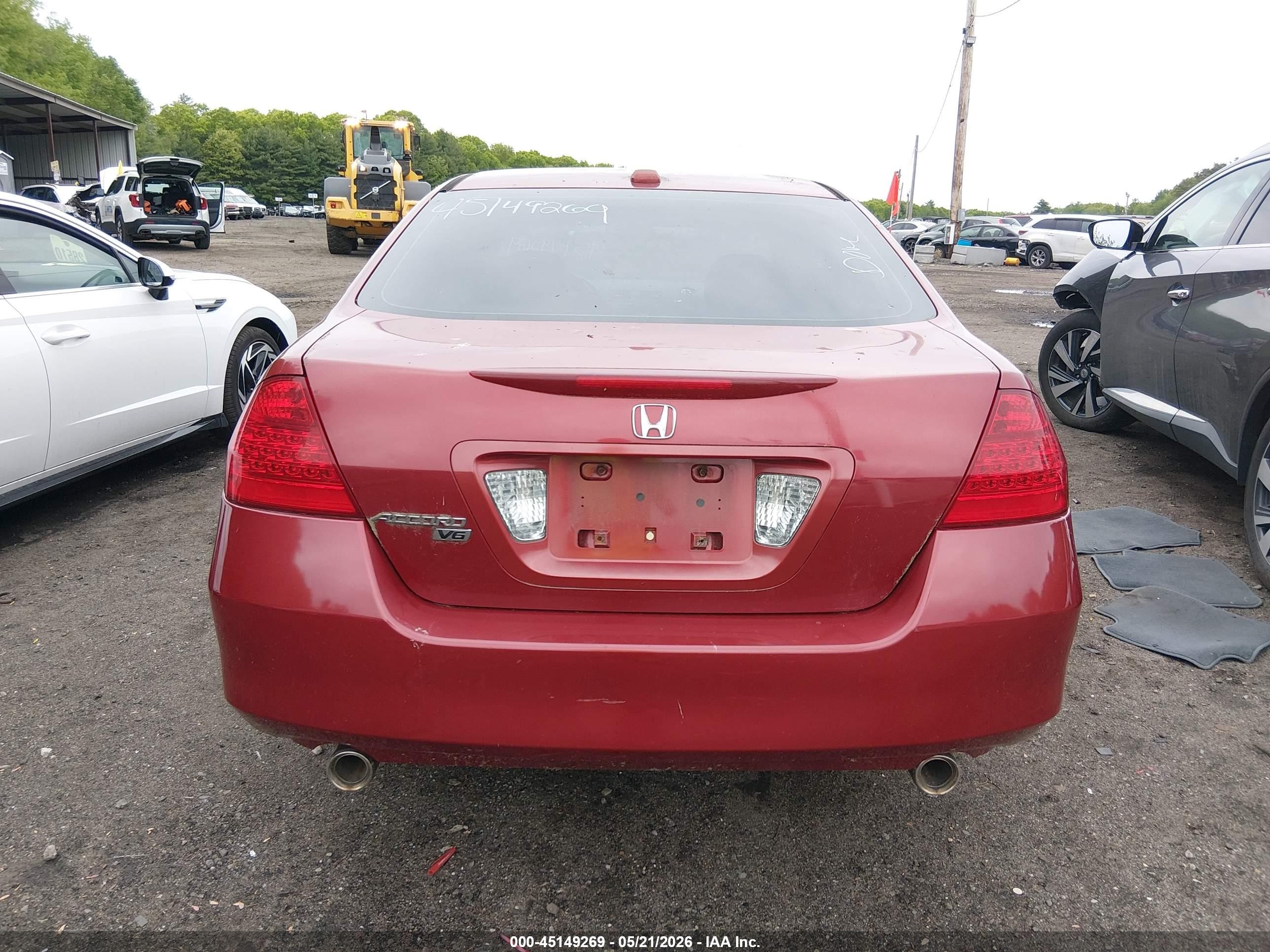 2007 Honda Accord 3.0 Ex Красный vin: 1HGCM66577A096321