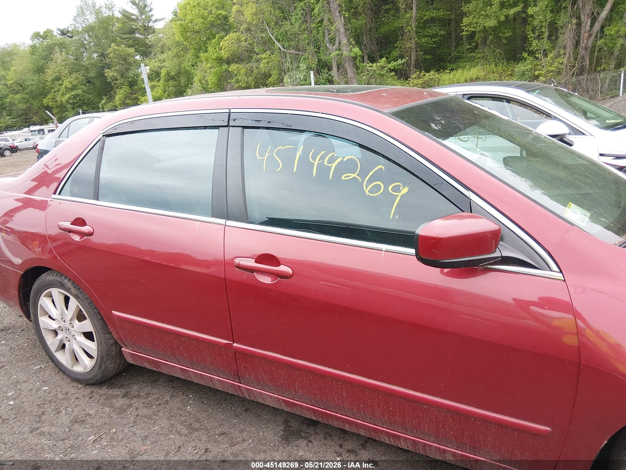 2007 Honda Accord 3.0 Ex Красный vin: 1HGCM66577A096321