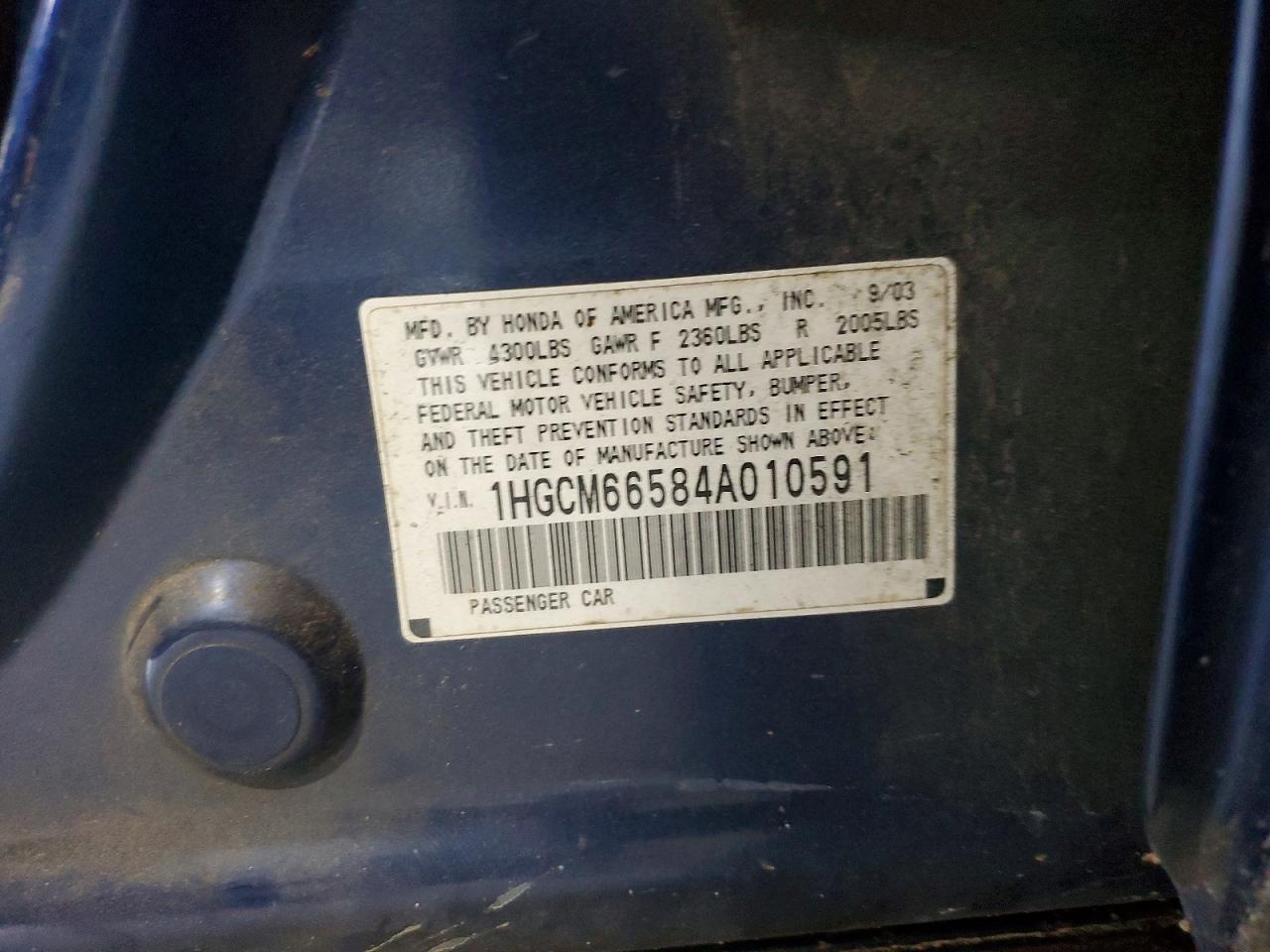 2004 Honda Accord Ex Blue vin: 1HGCM66584A010591