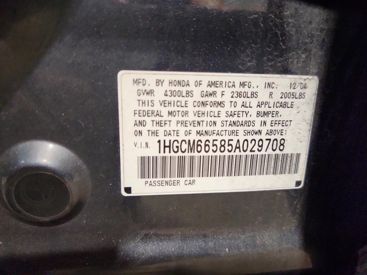 2005 Honda Accord Ex Gray vin: 1HGCM66585A029708