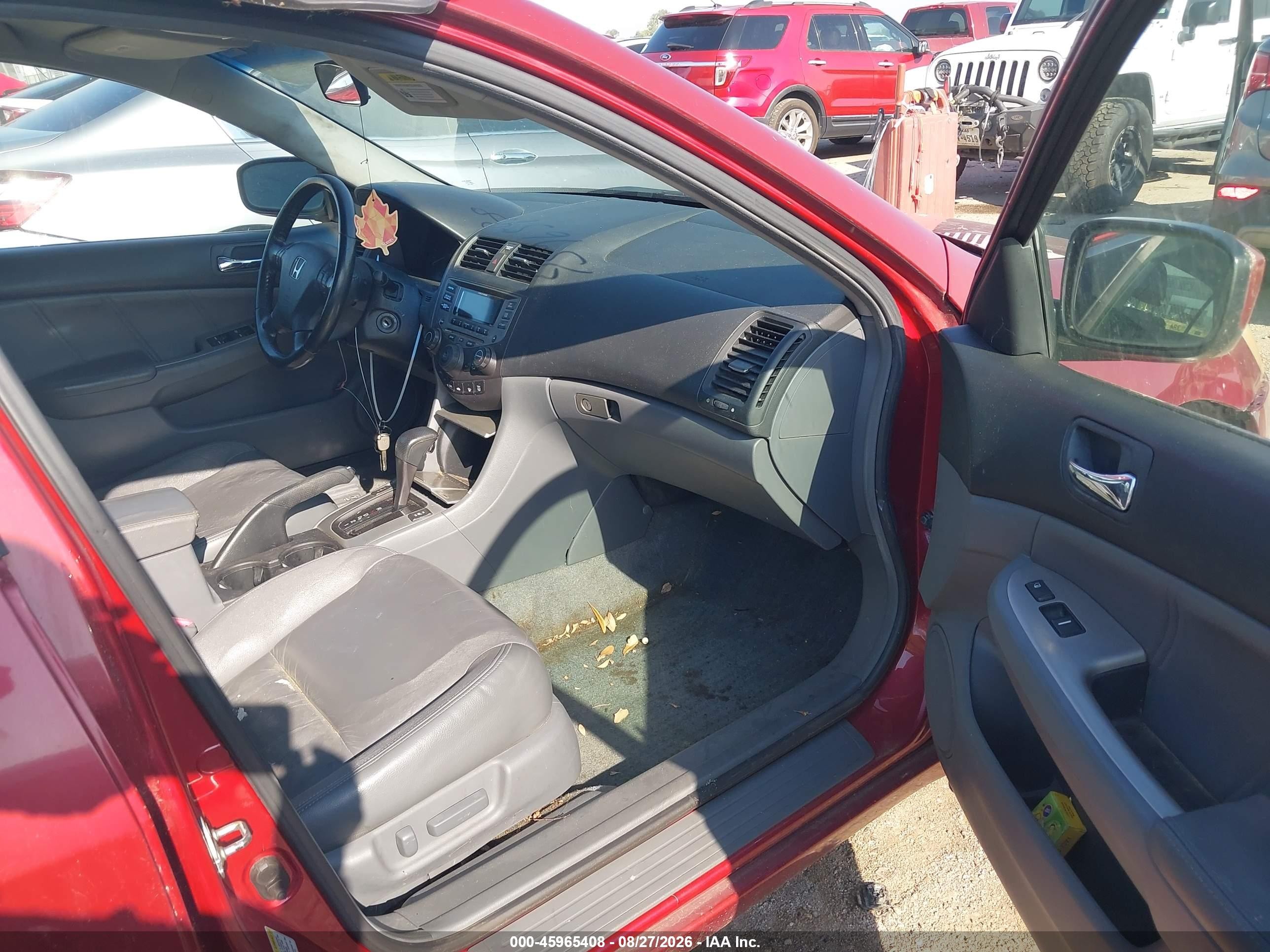 2007 Honda Accord 3.0 Ex Red vin: 1HGCM66587A042851