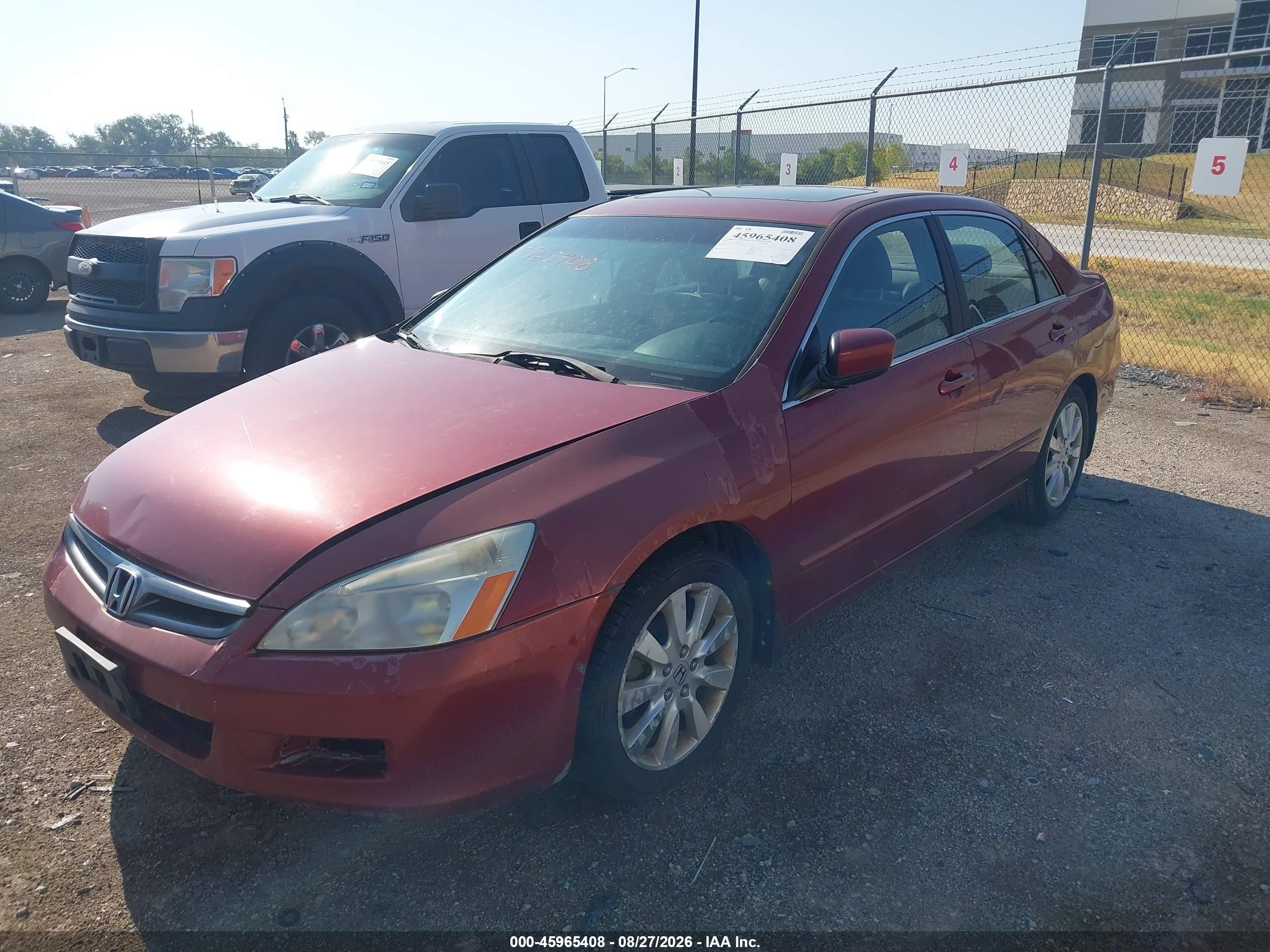 2007 Honda Accord 3.0 Ex Red vin: 1HGCM66587A042851