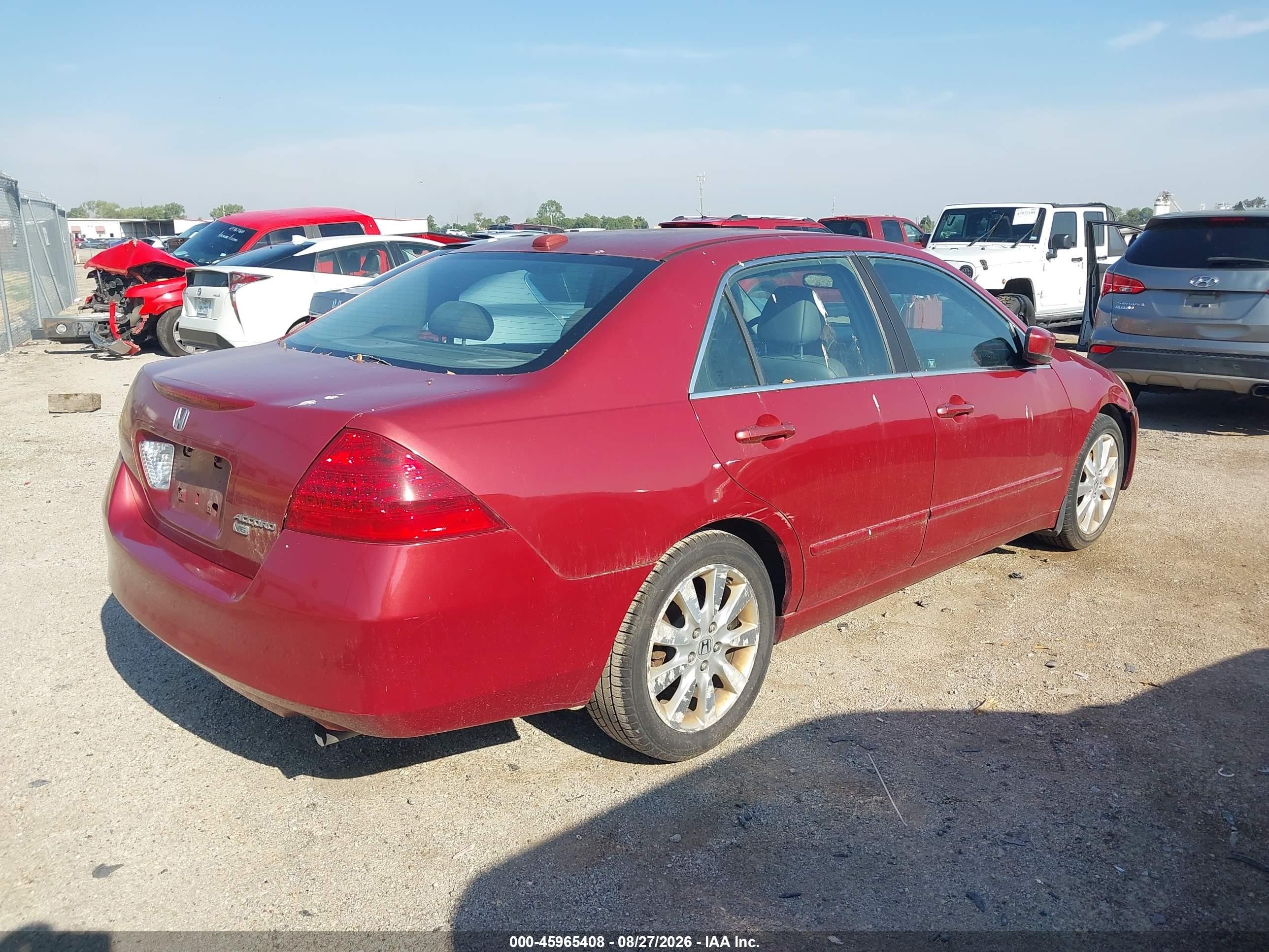 2007 Honda Accord 3.0 Ex Red vin: 1HGCM66587A042851