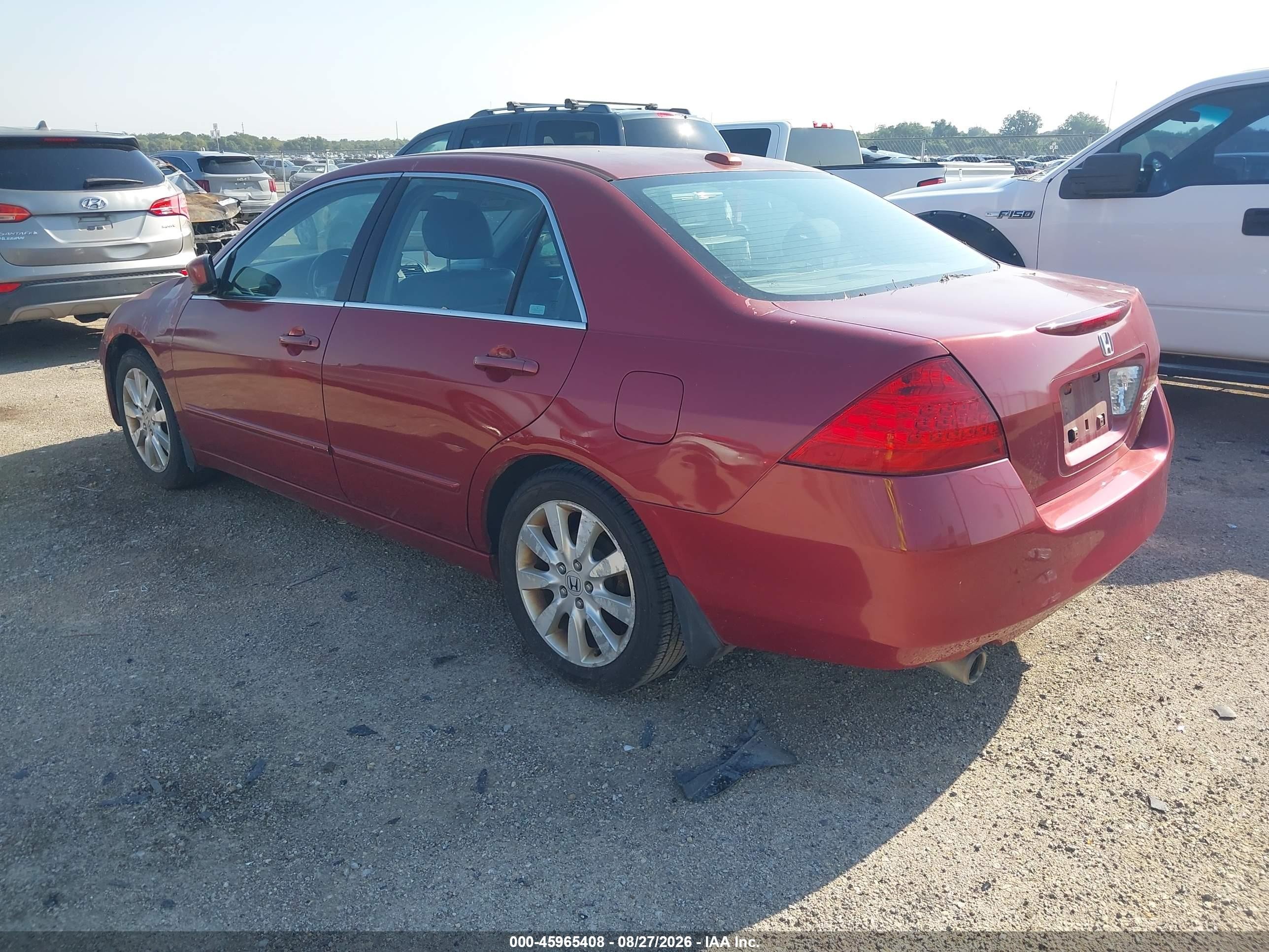 2007 Honda Accord 3.0 Ex Red vin: 1HGCM66587A042851