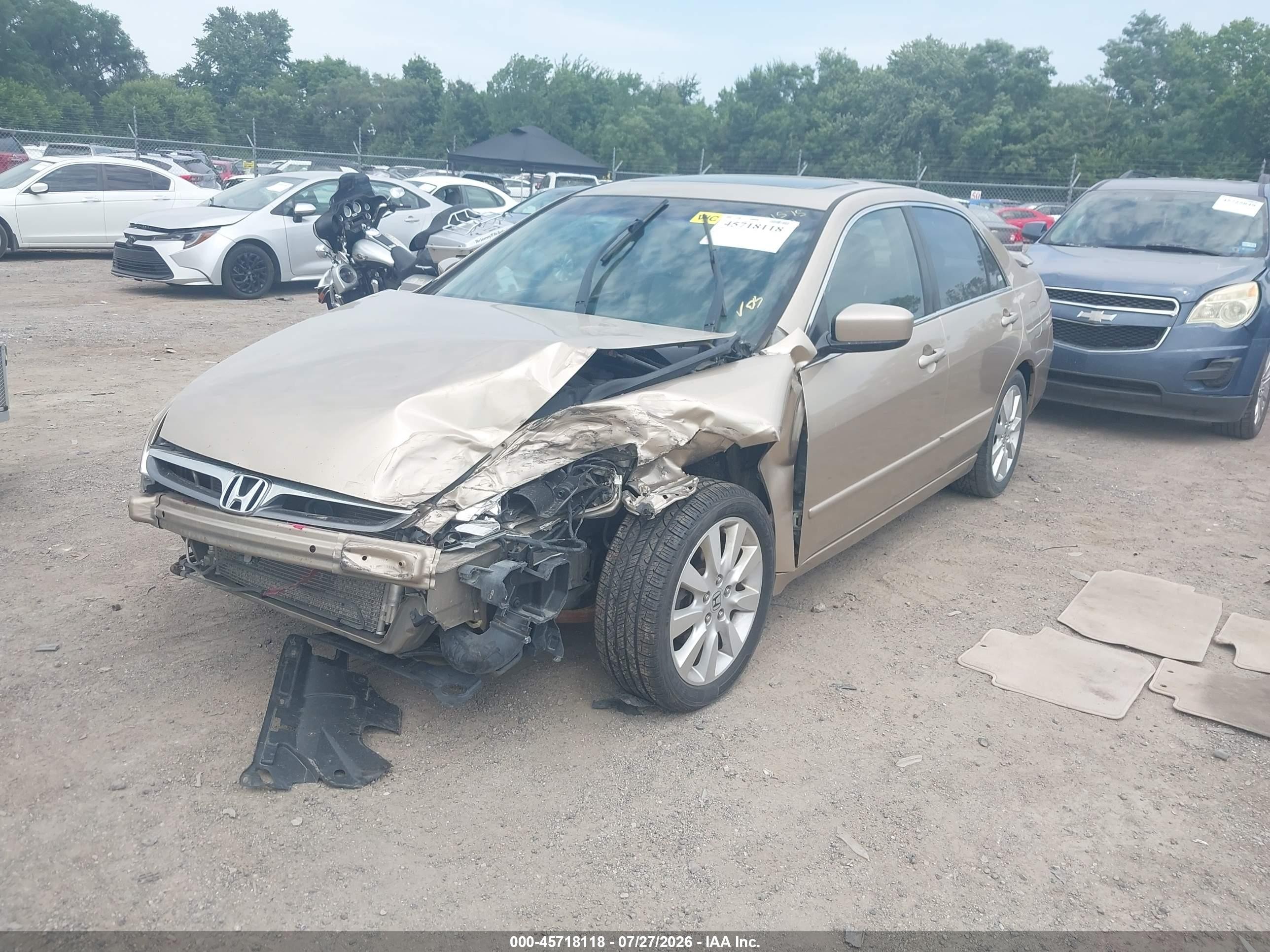 2007 Honda Accord 3.0 Ex Золотой vin: 1HGCM66587A046530