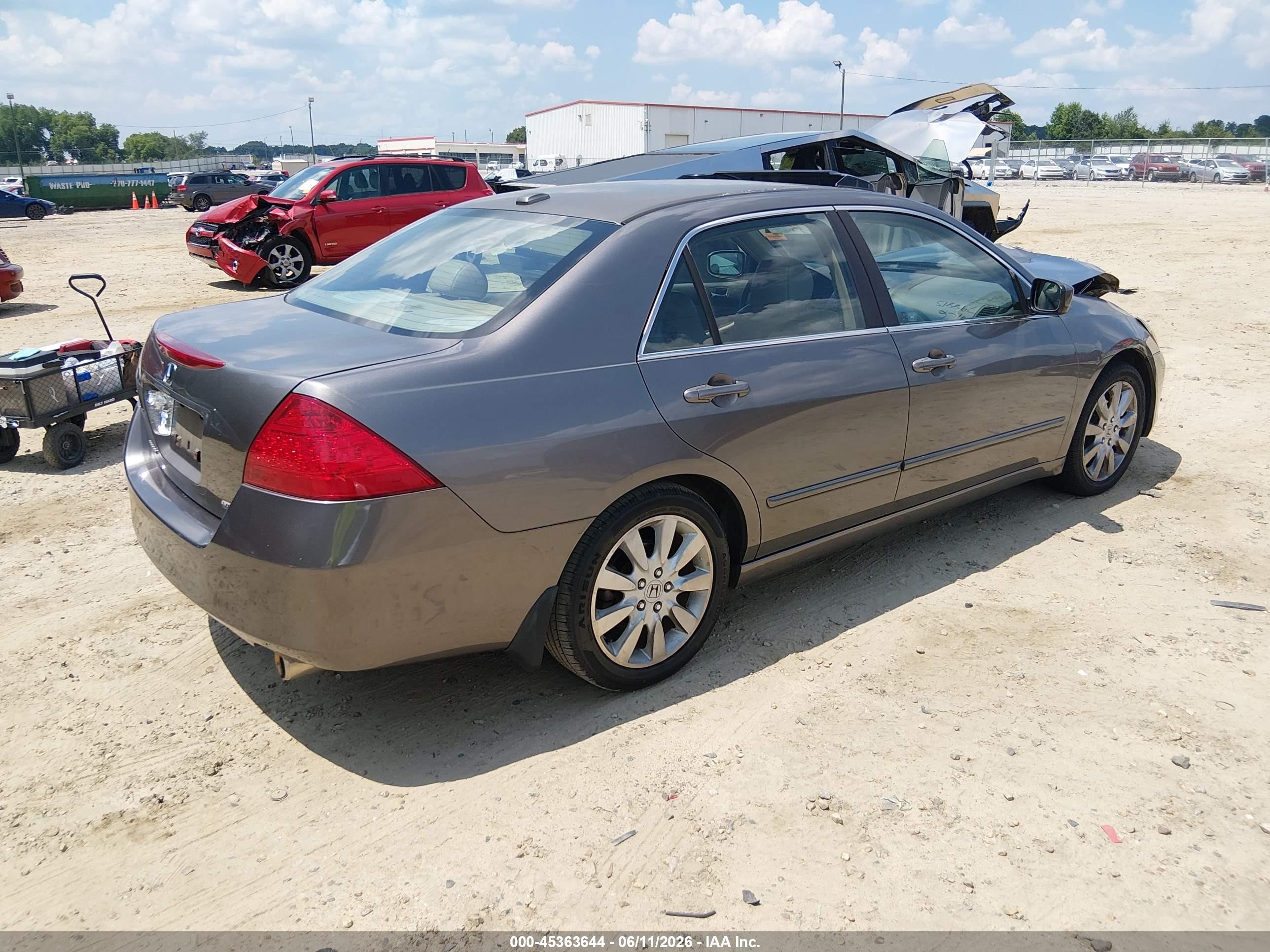 2007 Honda Accord 3.0 Ex Gray vin: 1HGCM66587A081570