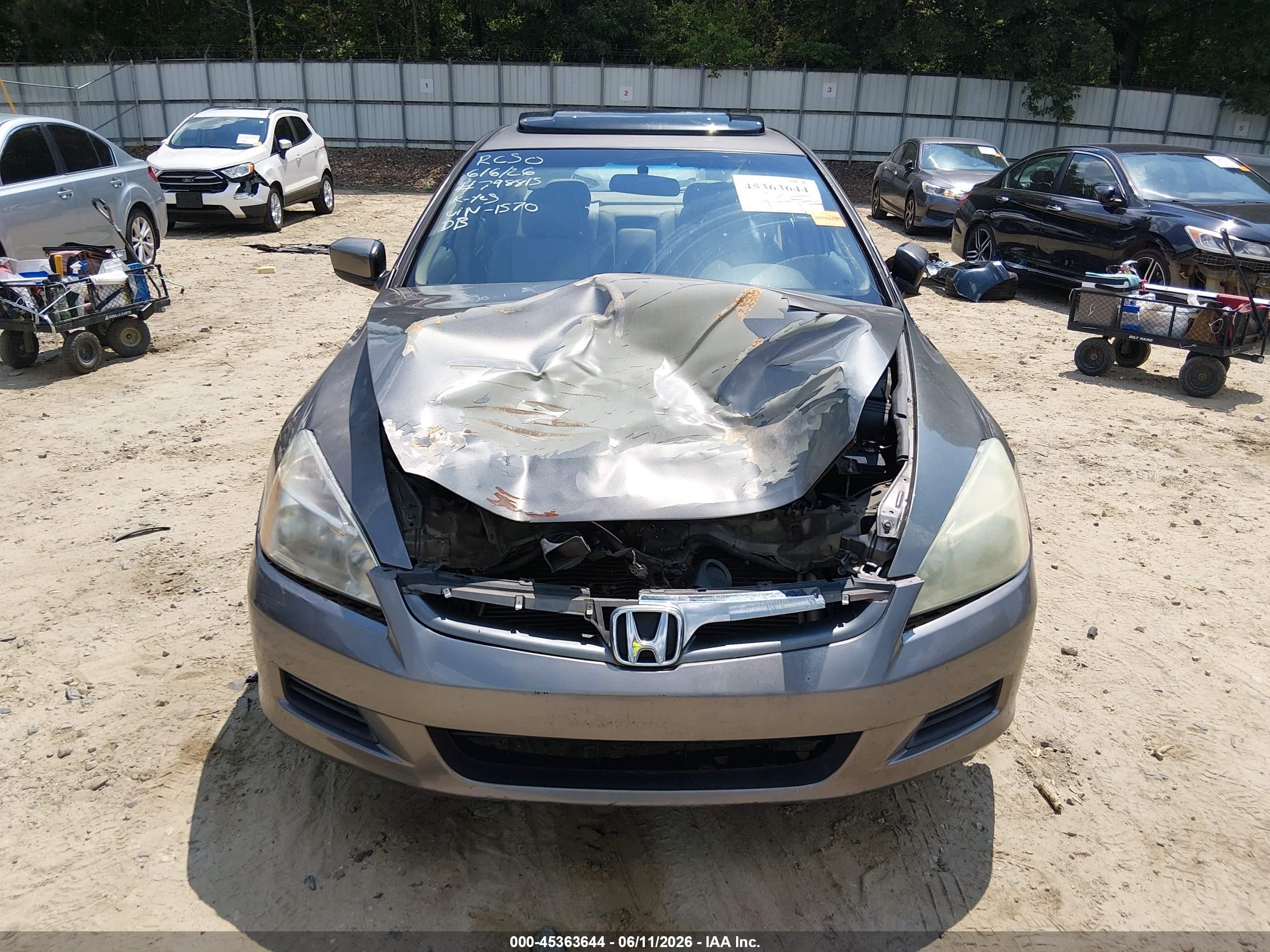 2007 Honda Accord 3.0 Ex Gray vin: 1HGCM66587A081570