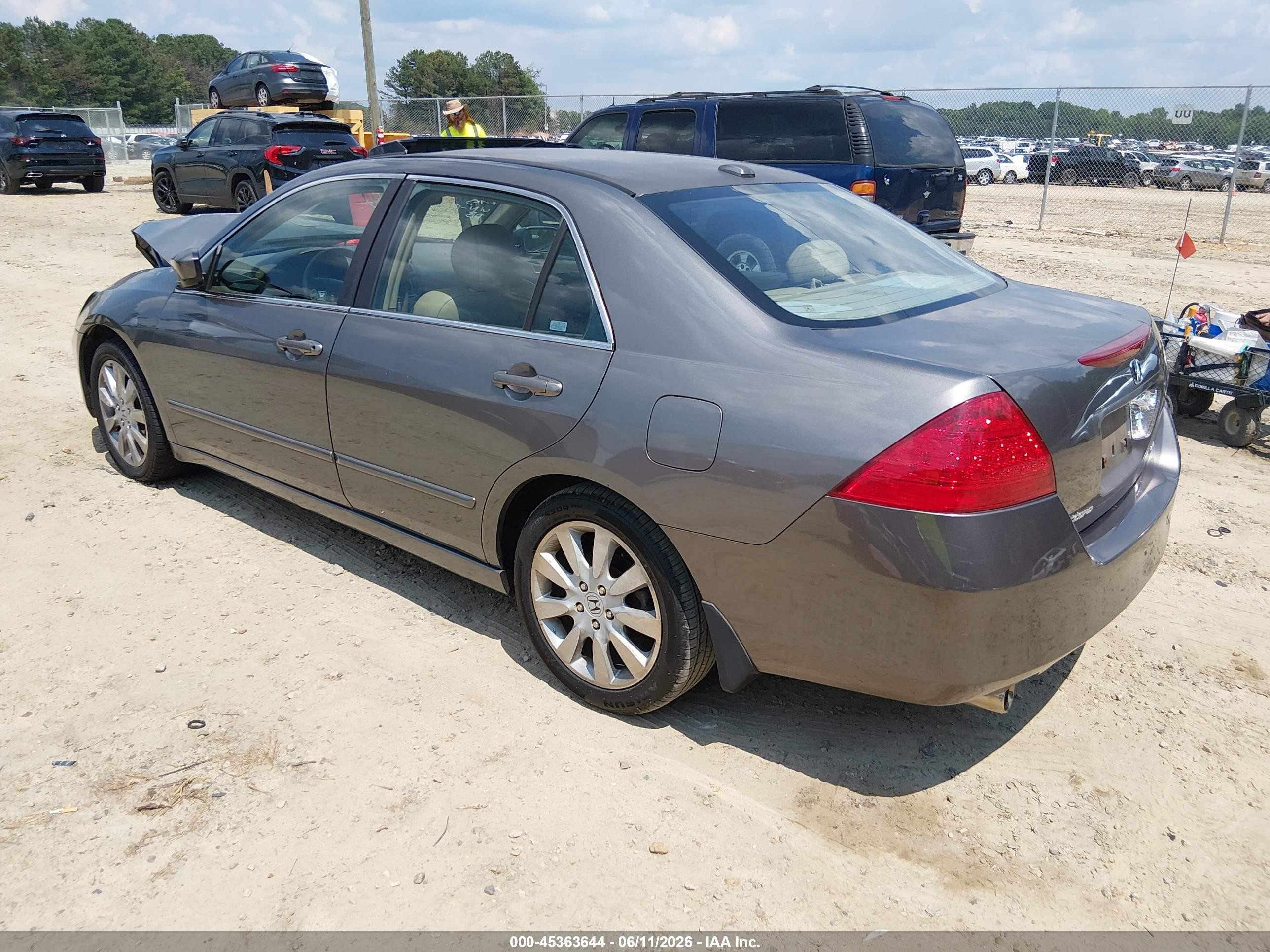 2007 Honda Accord 3.0 Ex Gray vin: 1HGCM66587A081570