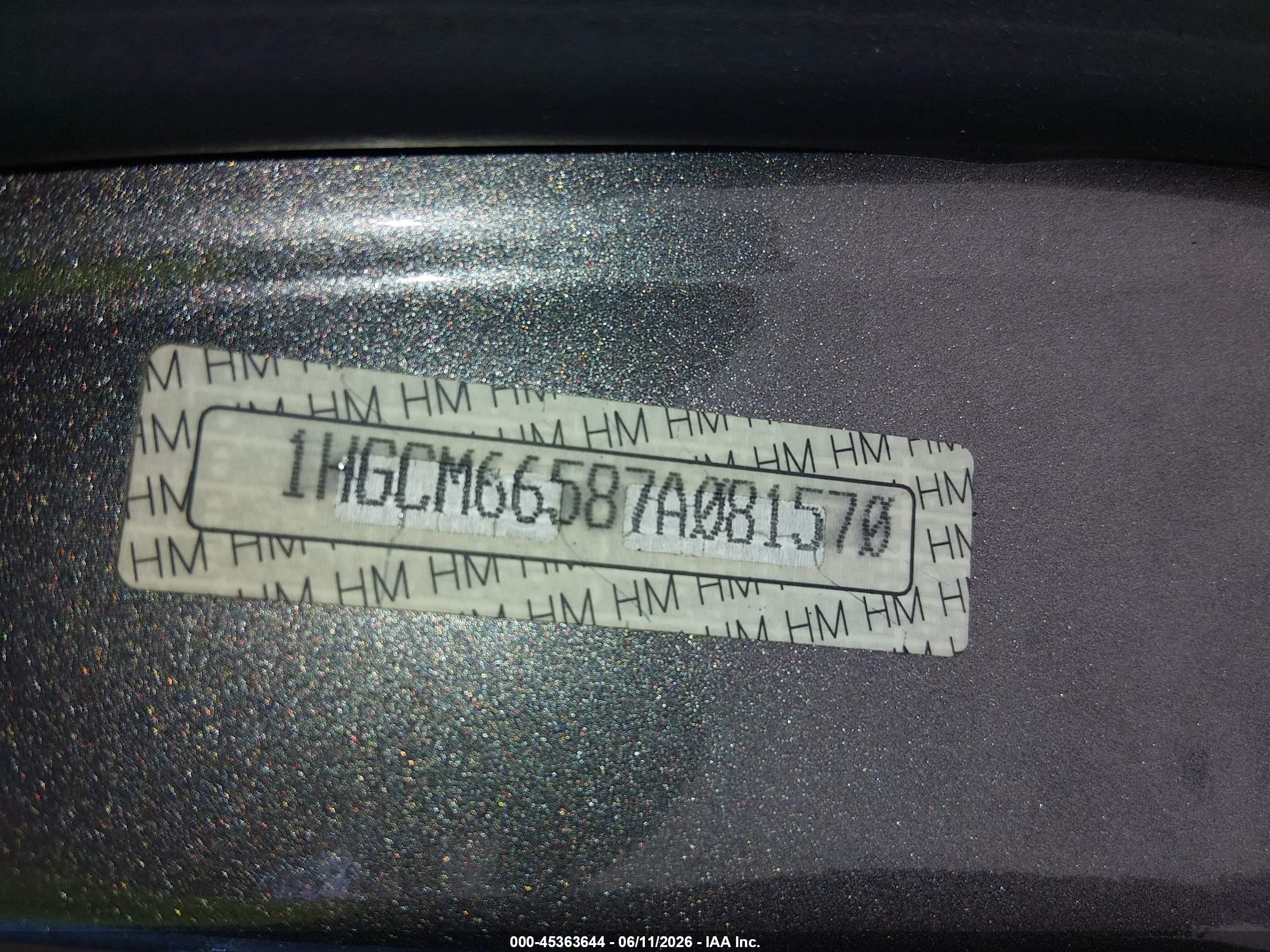 2007 Honda Accord 3.0 Ex Gray vin: 1HGCM66587A081570