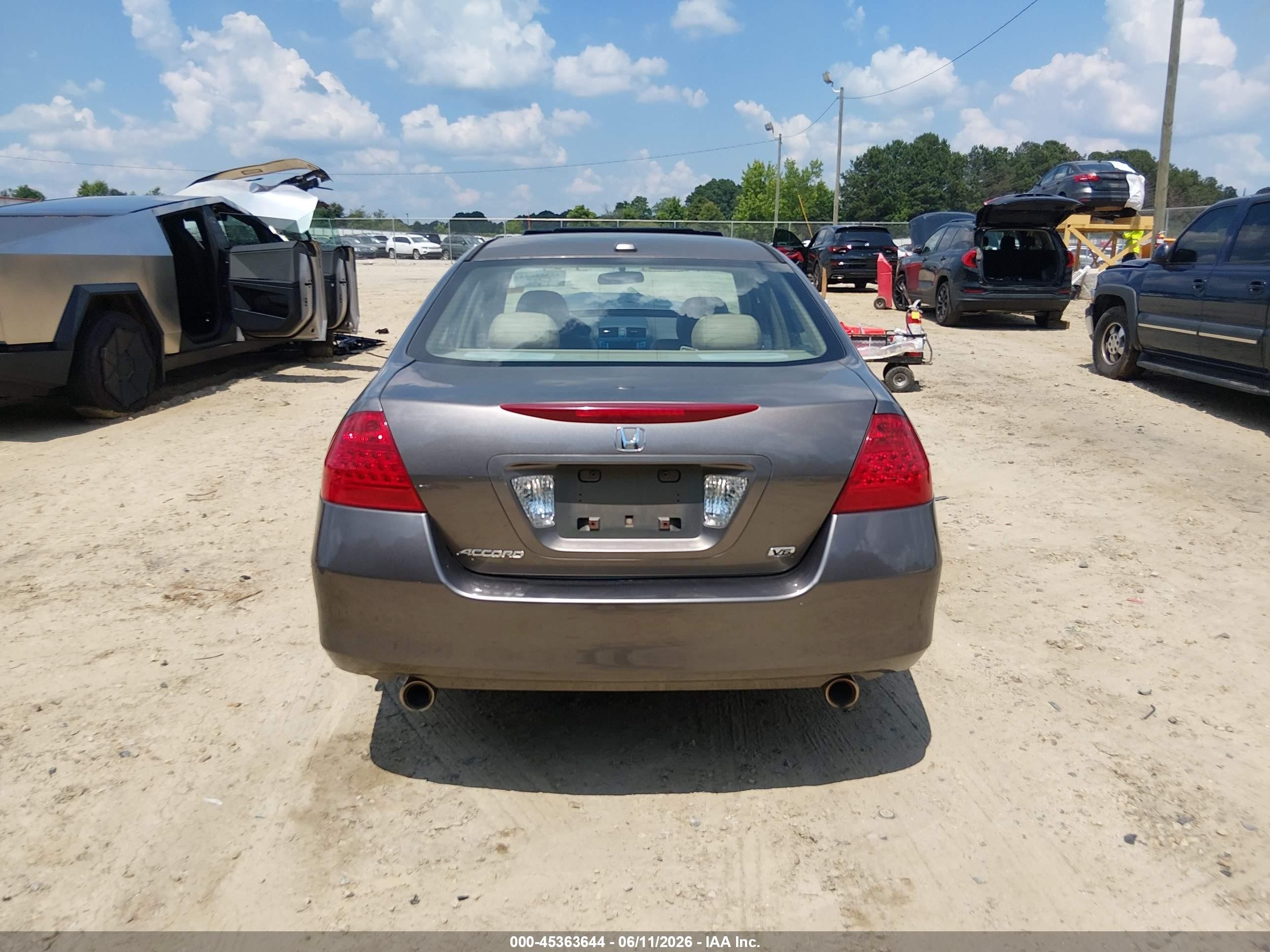 2007 Honda Accord 3.0 Ex Gray vin: 1HGCM66587A081570