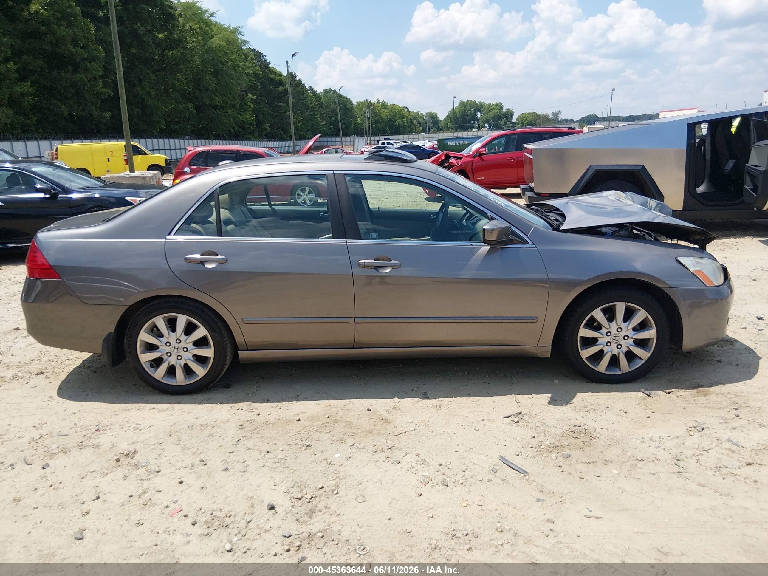 2007 Honda Accord 3.0 Ex Gray vin: 1HGCM66587A081570