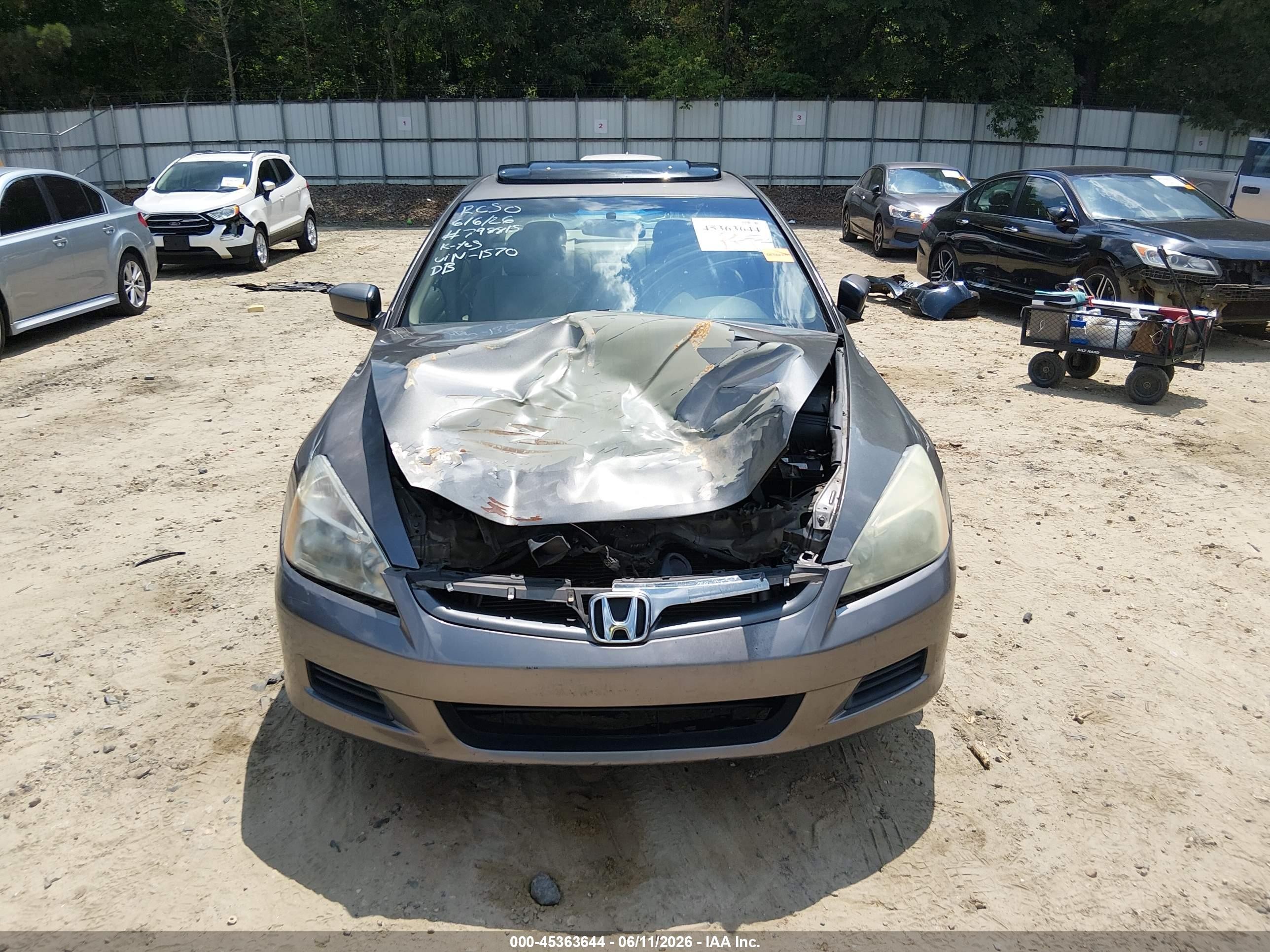2007 Honda Accord 3.0 Ex Gray vin: 1HGCM66587A081570