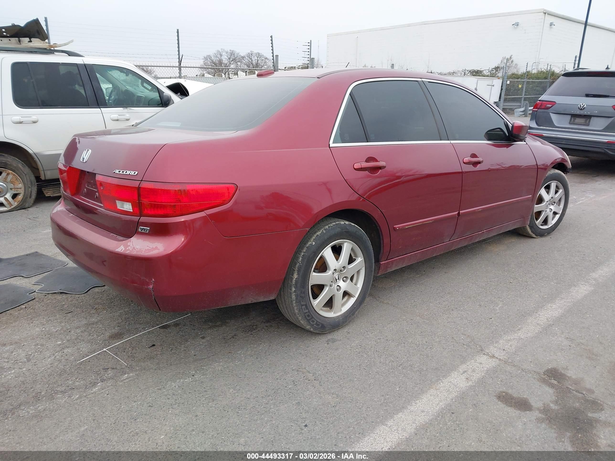2005 Honda Accord 3.0 Ex Burgundy vin: 1HGCM66595A077198