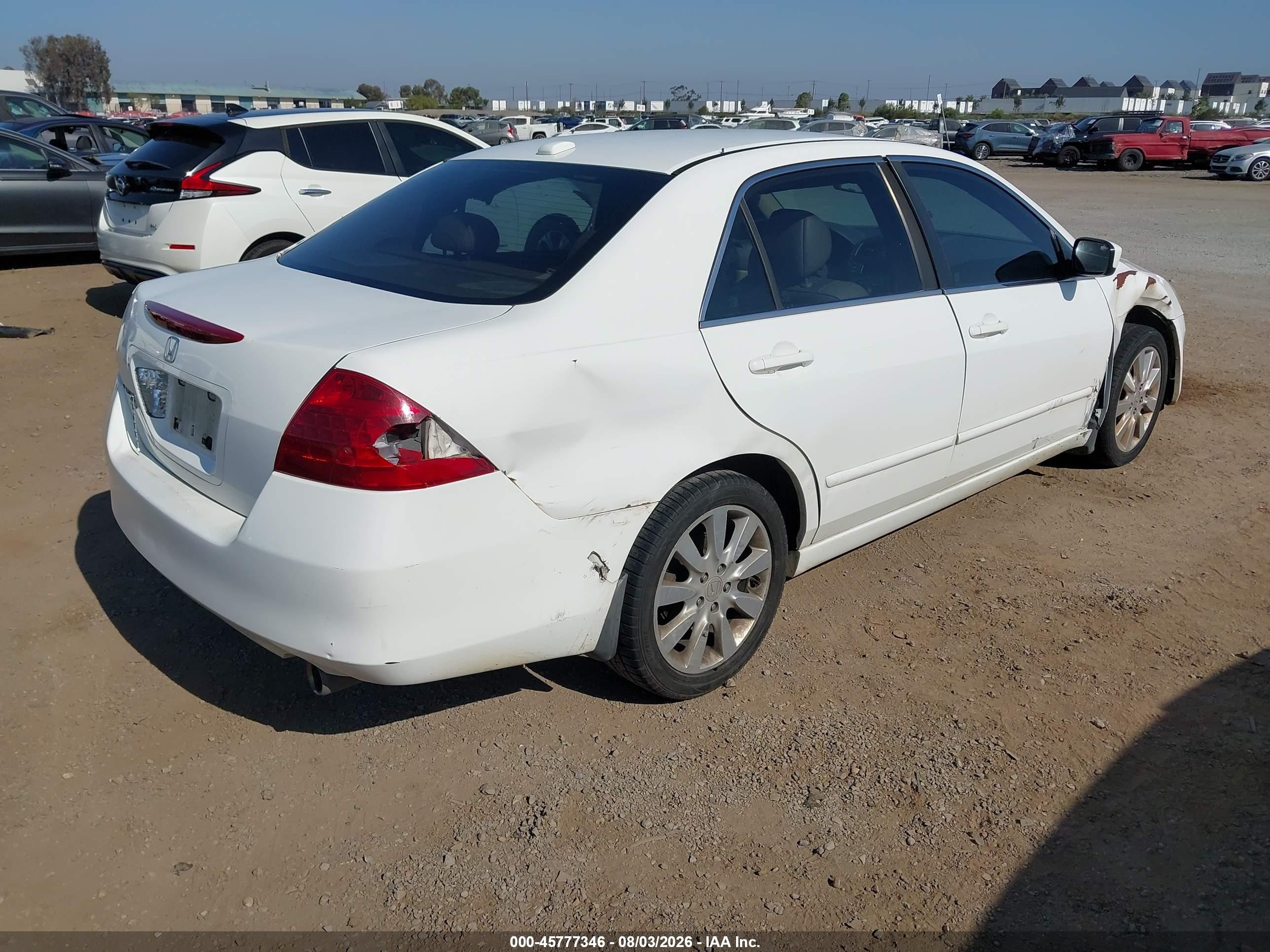 2006 Honda Accord 3.0 Ex White vin: 1HGCM66596A073542