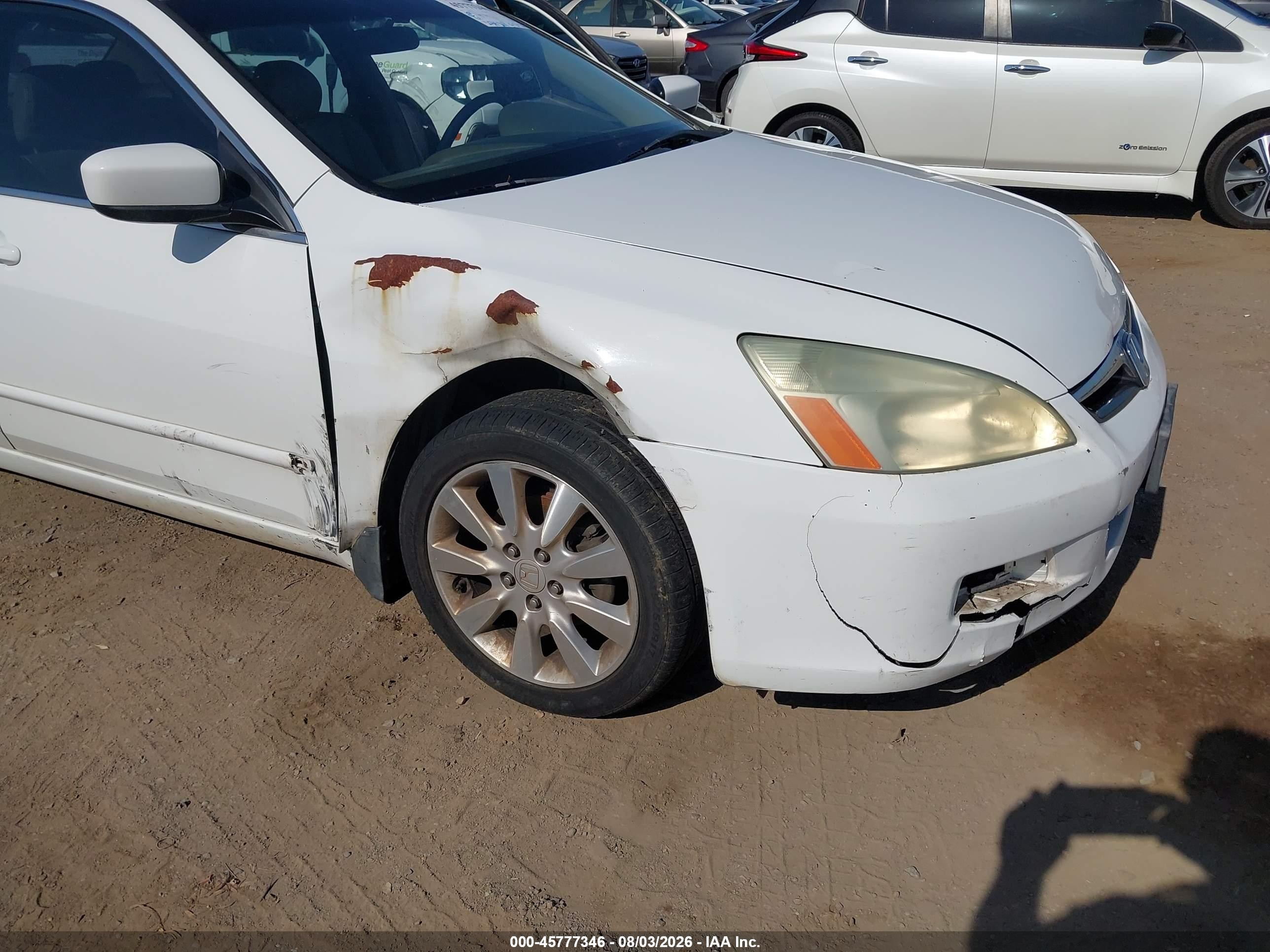 2006 Honda Accord 3.0 Ex White vin: 1HGCM66596A073542