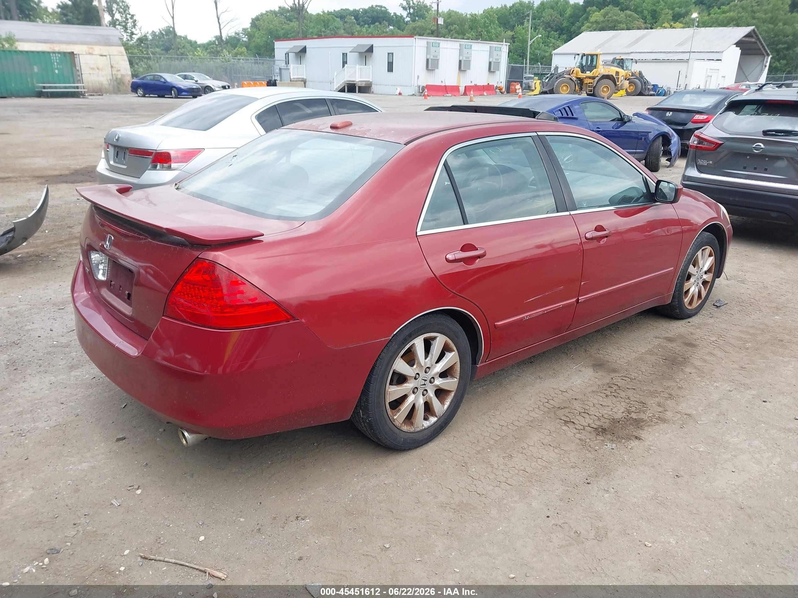2007 Honda Accord 3.0 Ex Red vin: 1HGCM66597A015271
