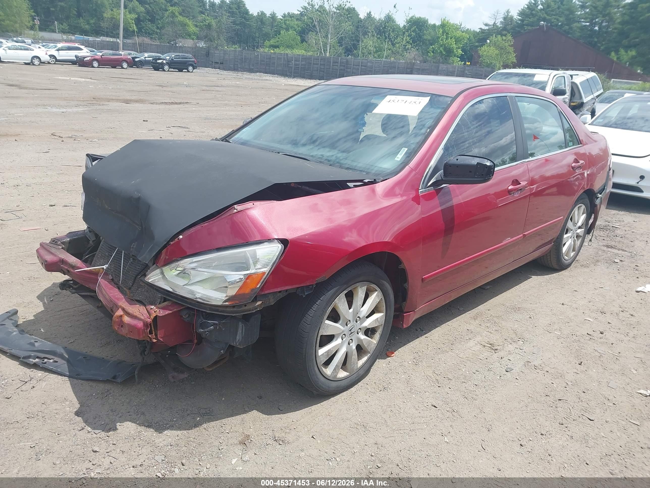 2007 Honda Accord 3.0 Ex Red vin: 1HGCM66597A102877