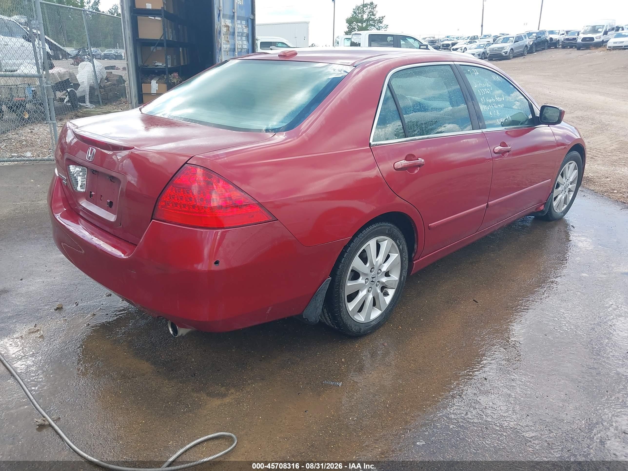 2007 Honda Accord 3.0 Ex Красный vin: 1HGCM665X7A033567