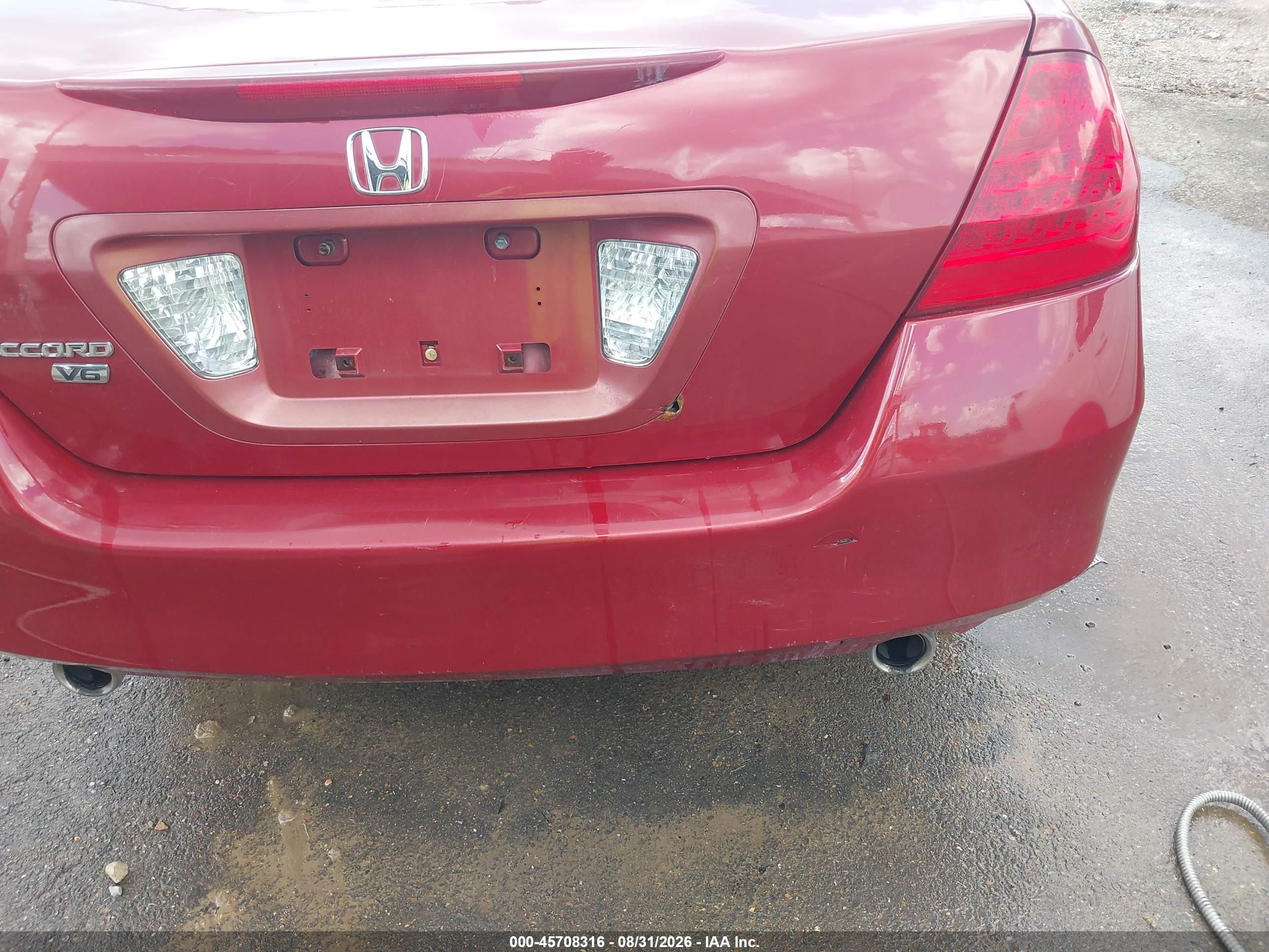 2007 Honda Accord 3.0 Ex Красный vin: 1HGCM665X7A033567