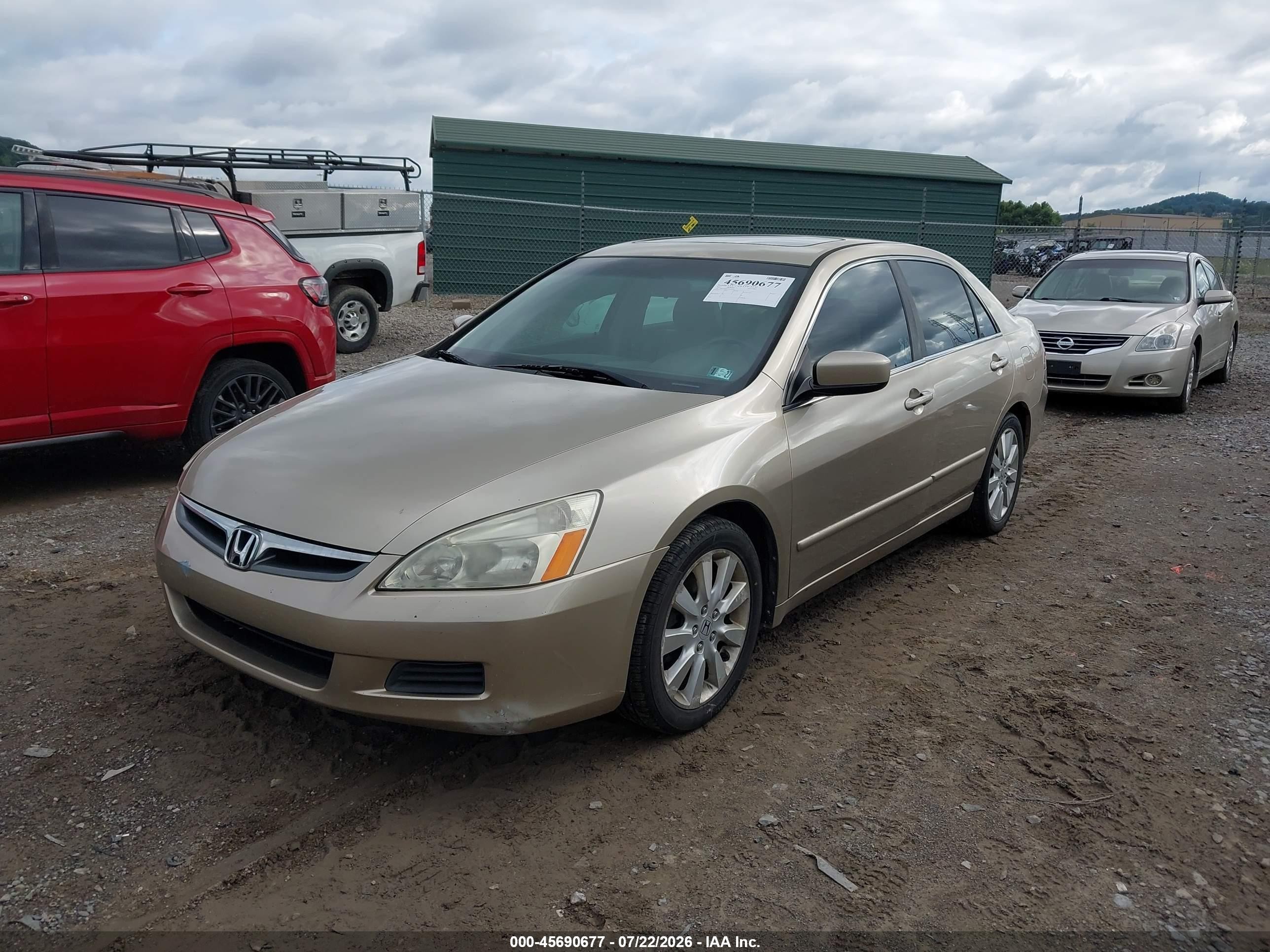 2007 Honda Accord 3.0 Ex Золотой vin: 1HGCM665X7A038056