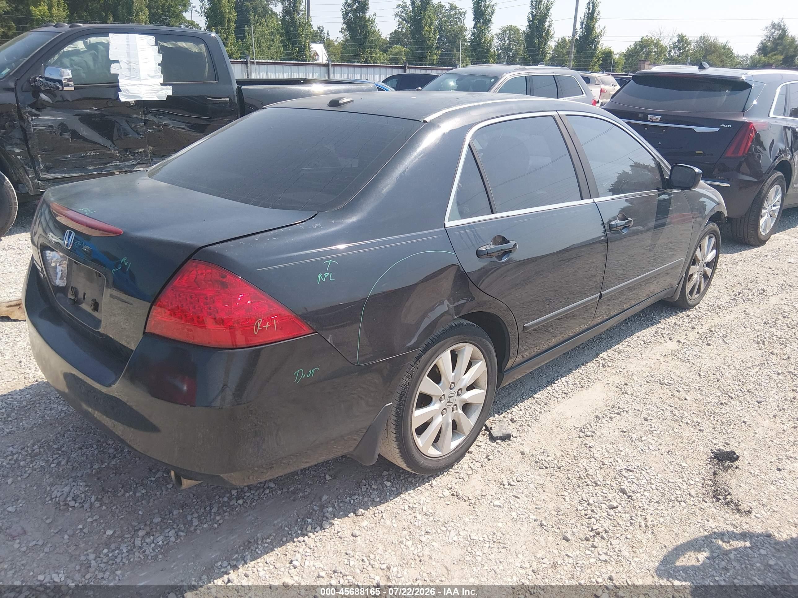2007 Honda Accord 3.0 Ex Black vin: 1HGCM665X7A054029
