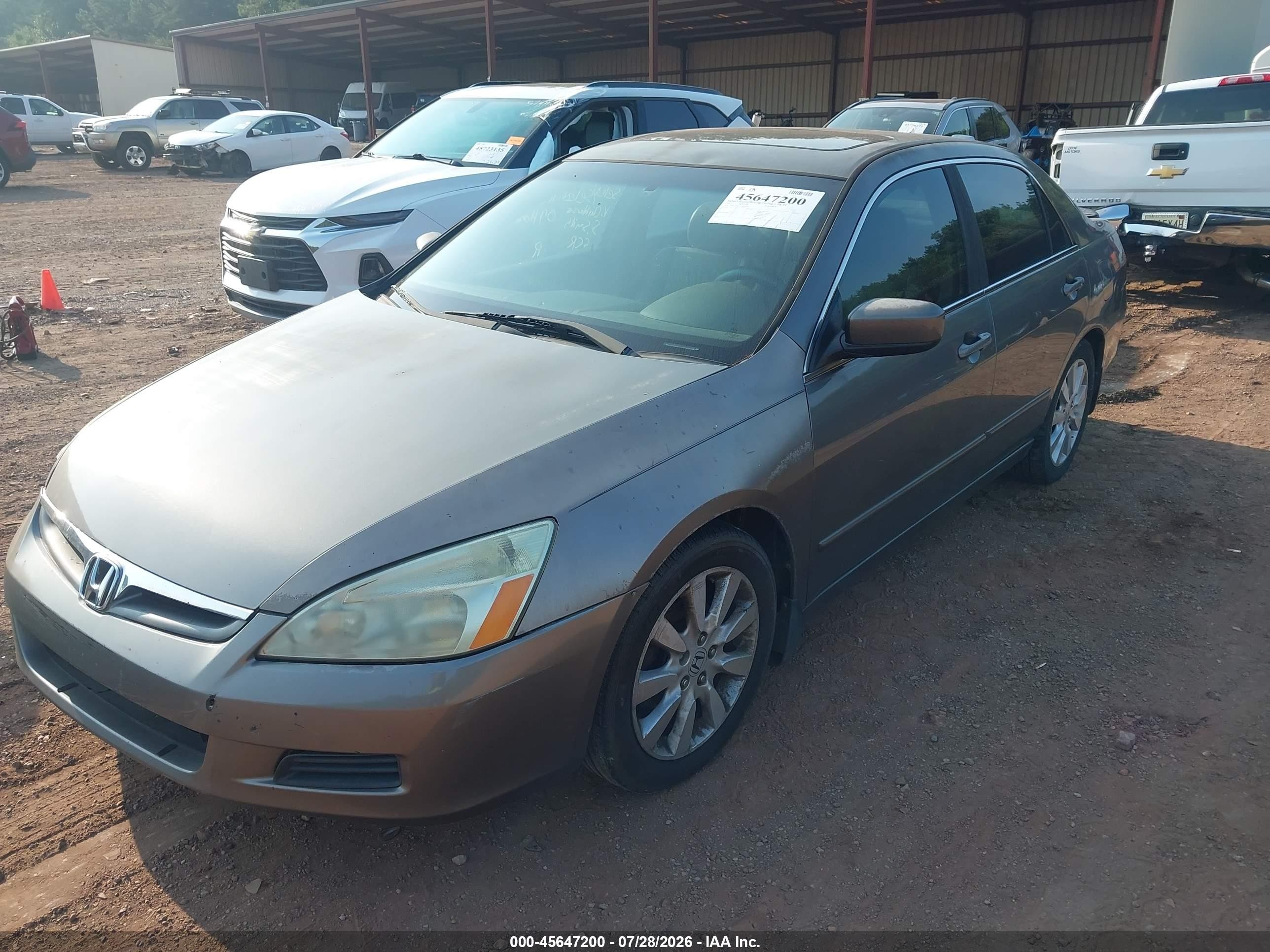 2007 Honda Accord 3.0 Ex Gray vin: 1HGCM665X7A063300