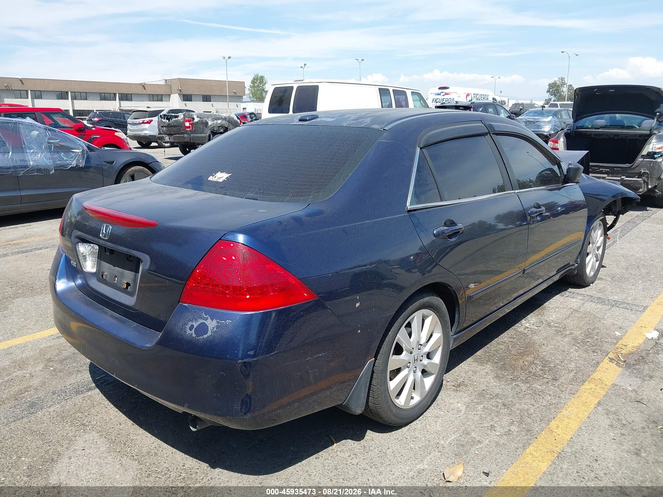 2007 Honda Accord 3.0 Ex Blue vin: 1HGCM665X7A091730