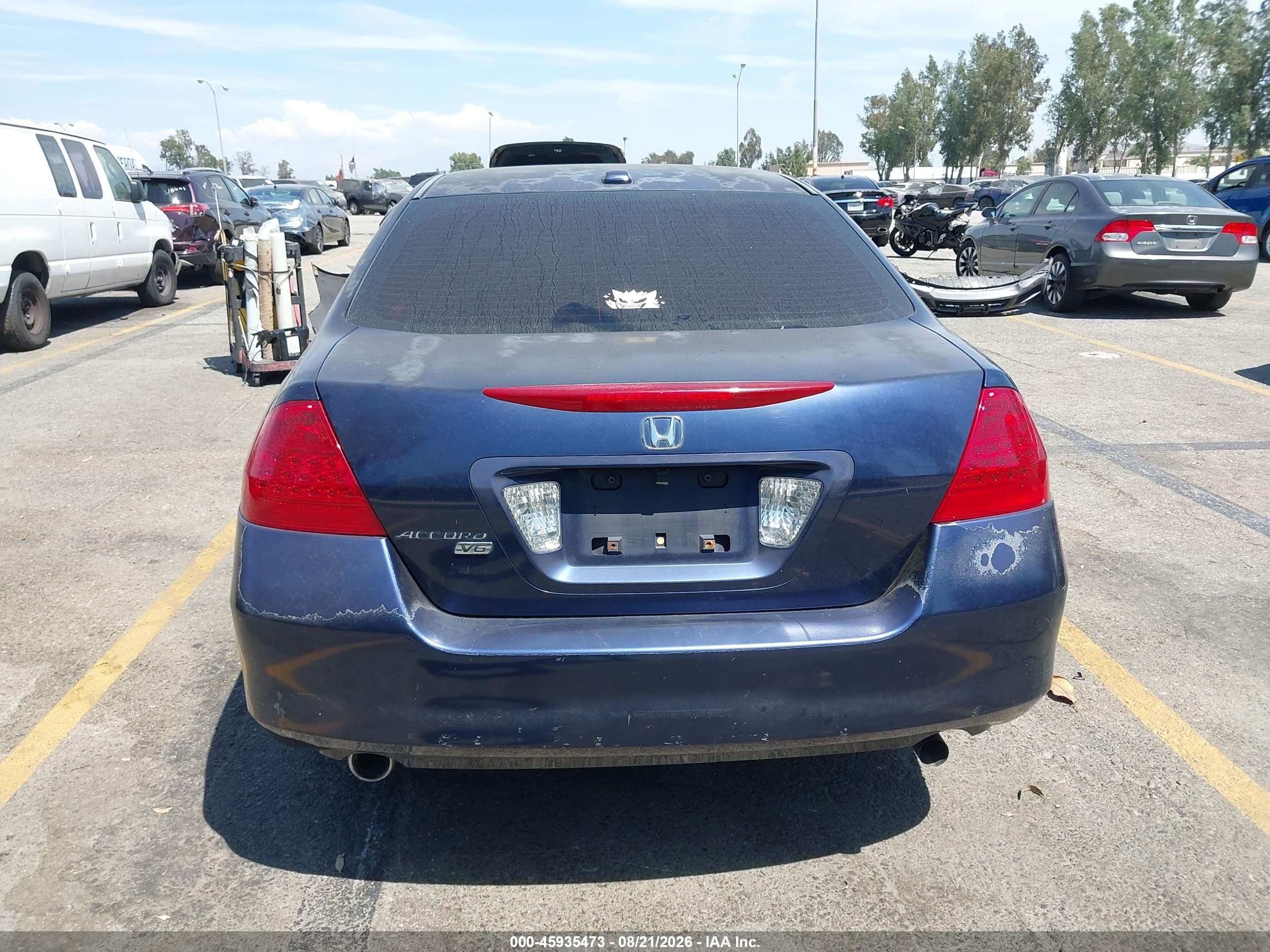 2007 Honda Accord 3.0 Ex Blue vin: 1HGCM665X7A091730