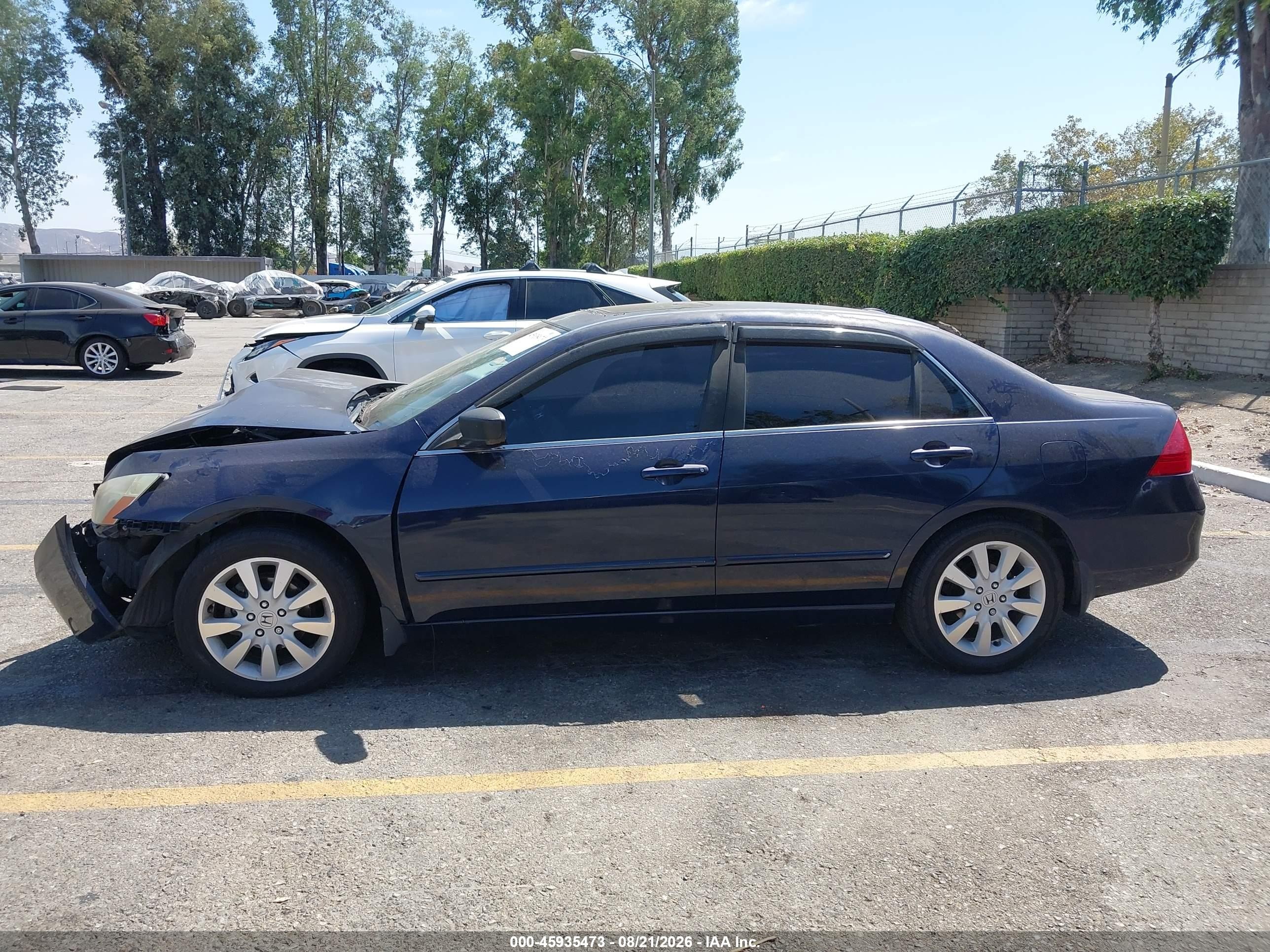 2007 Honda Accord 3.0 Ex Blue vin: 1HGCM665X7A091730
