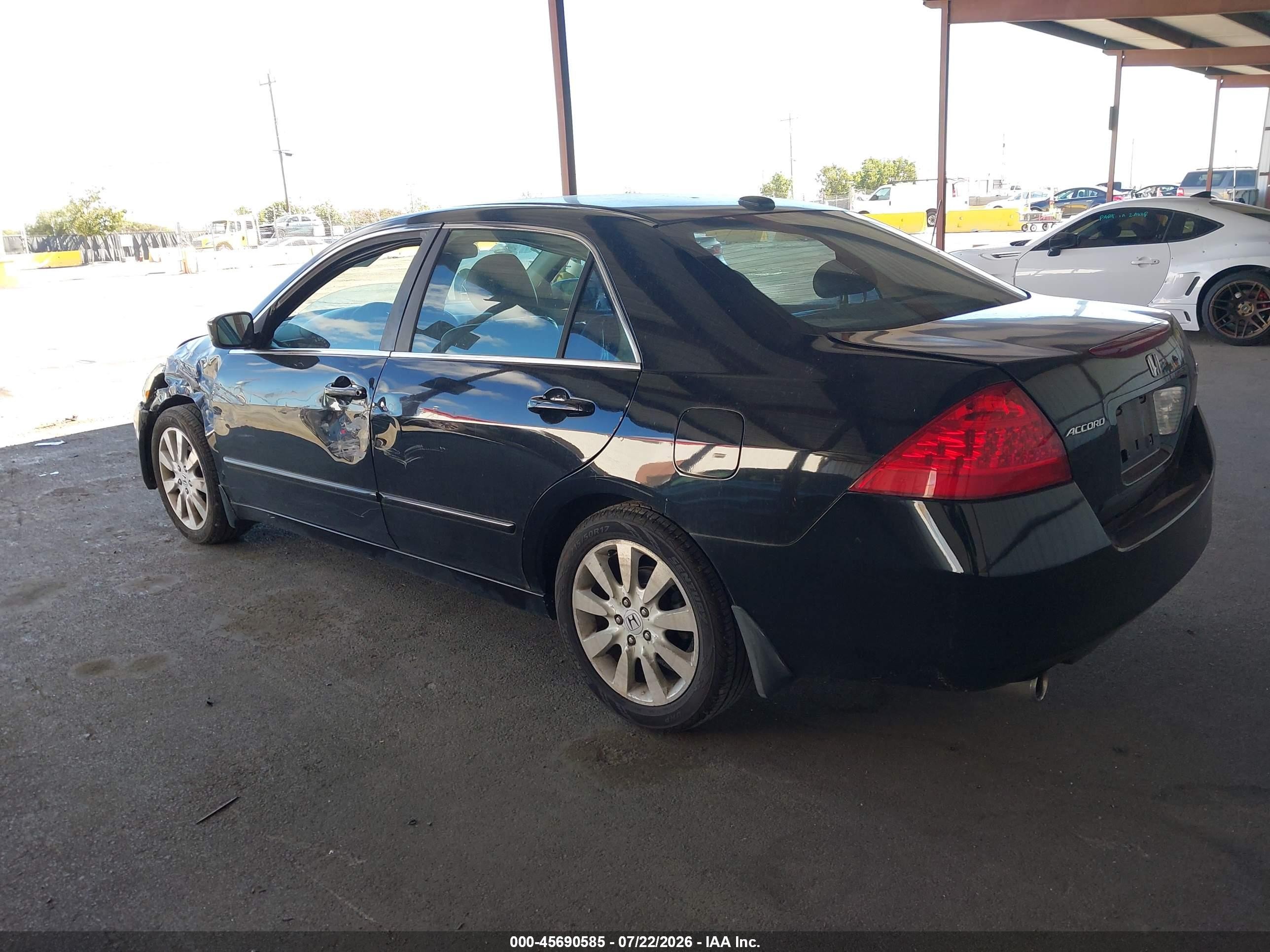 2007 Honda Accord 3.0 Ex Black vin: 1HGCM66807A081928