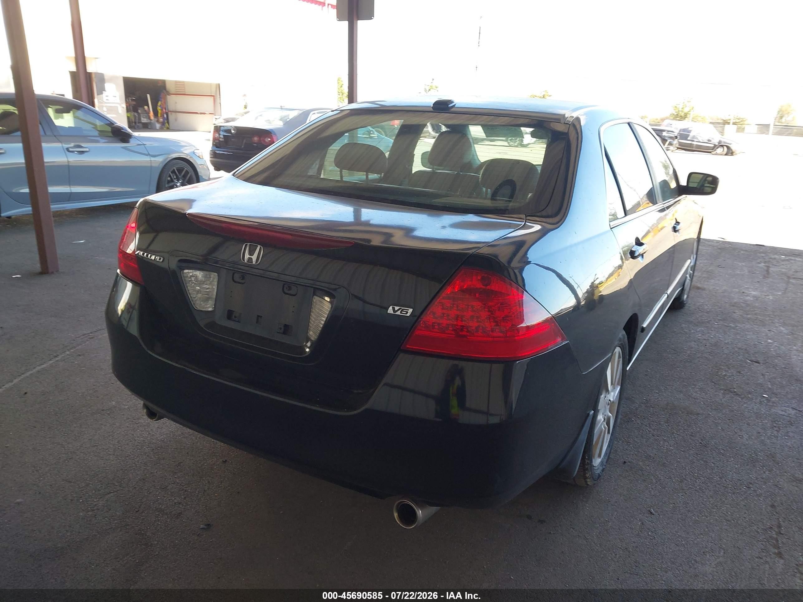 2007 Honda Accord 3.0 Ex Black vin: 1HGCM66807A081928